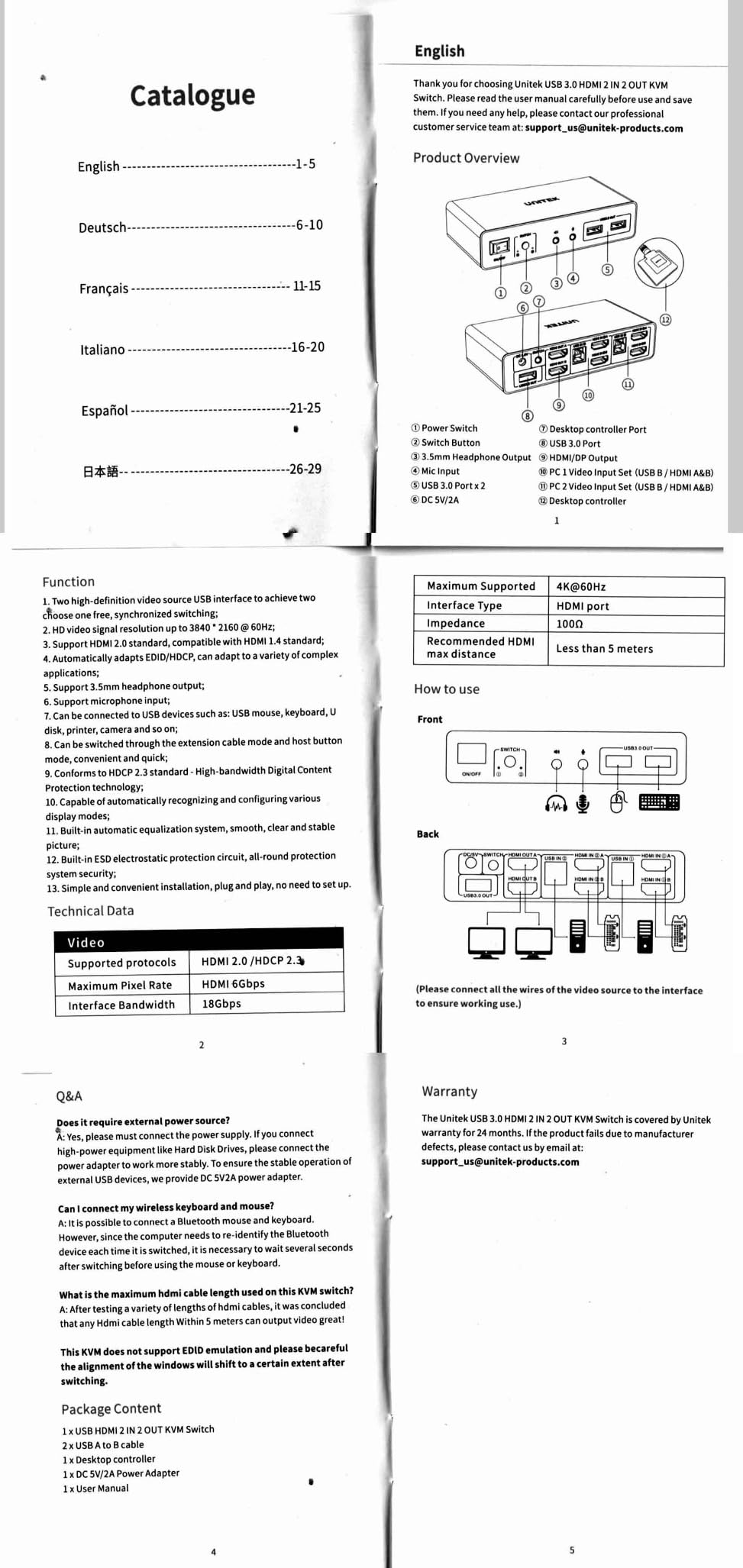 Unitek HDMI KVM Switch 2 Monitors 2 Computers 4K@60Hz USB 3.0 KVM Switches Share Dual HDMI Monitors 3 USB Ports for Keyboard Mouse Hard Drives Mic Headset Ports 2 Cable DC 5V Adapter Controller customer photo 1