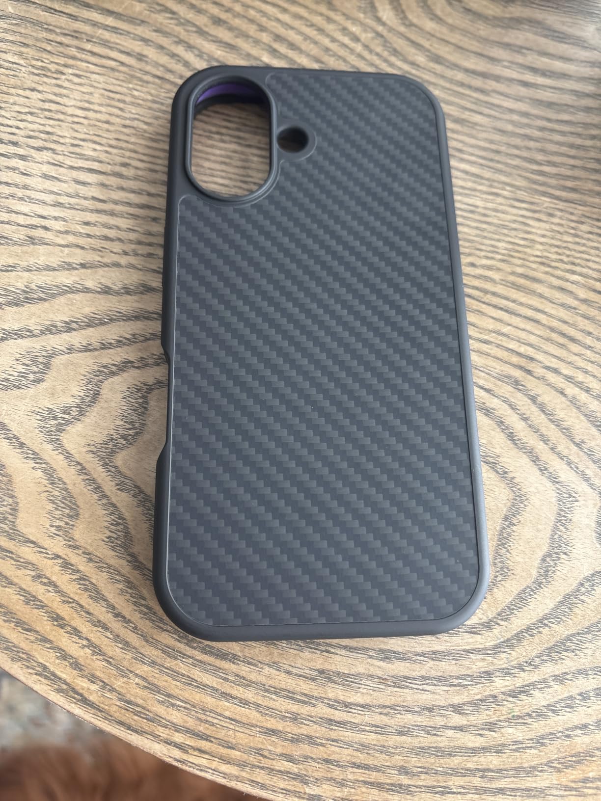 for iPhone 16 Case Protective Carbon Fiber Case Made of Aramid Fiber, Soft Touch, Tough Durable Carbon Bumper, Black, Supports Wireless Charging customer photo 2