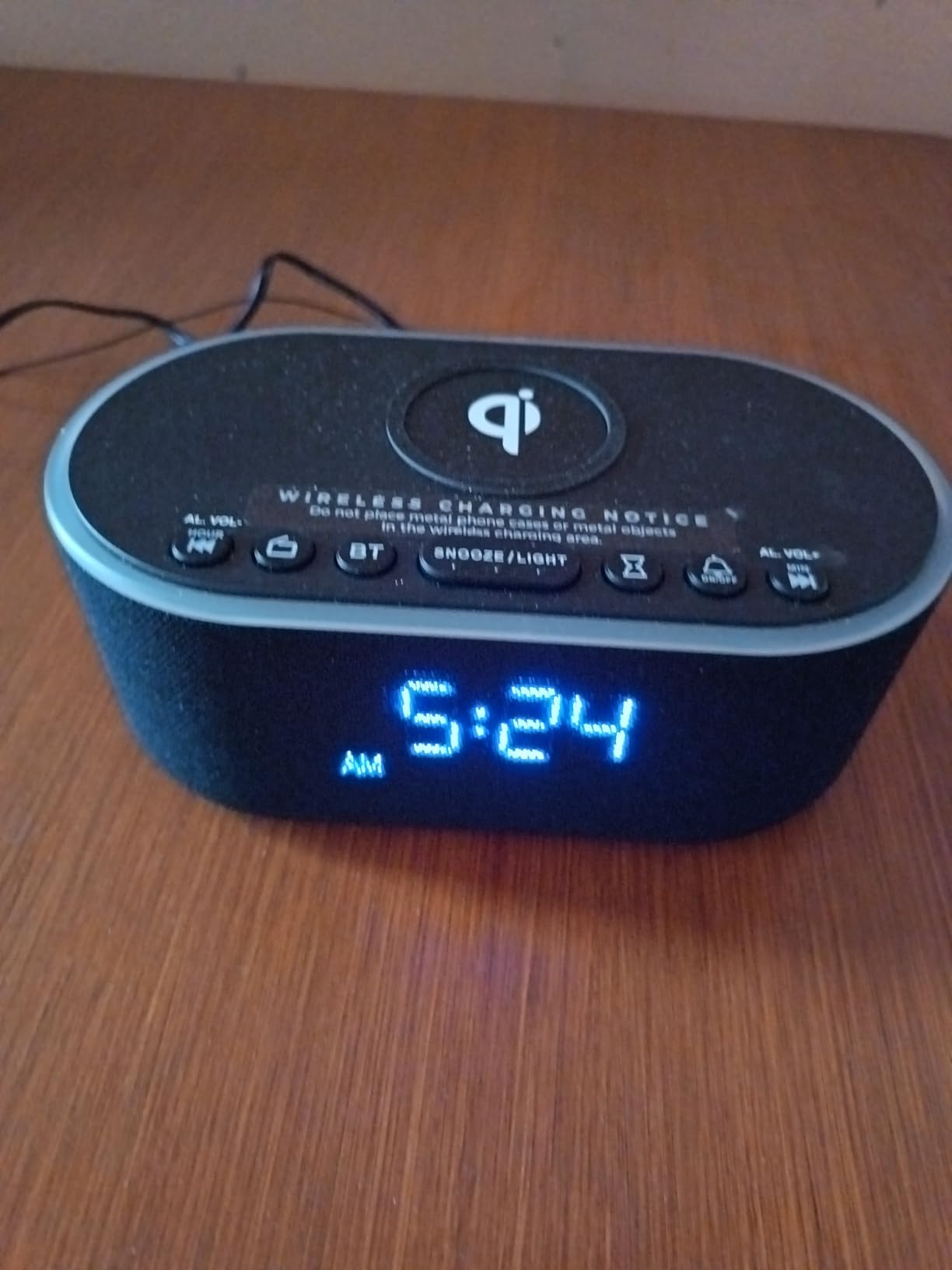 Wireless Charging Alarm Clock Radio: Qi Certified Fast Wireless Charger for iPhone Samsung - 10W Stereo Bluetooth Speaker - Dimmable Digital Clock with FM Radio for Bedroom Black customer photo 2