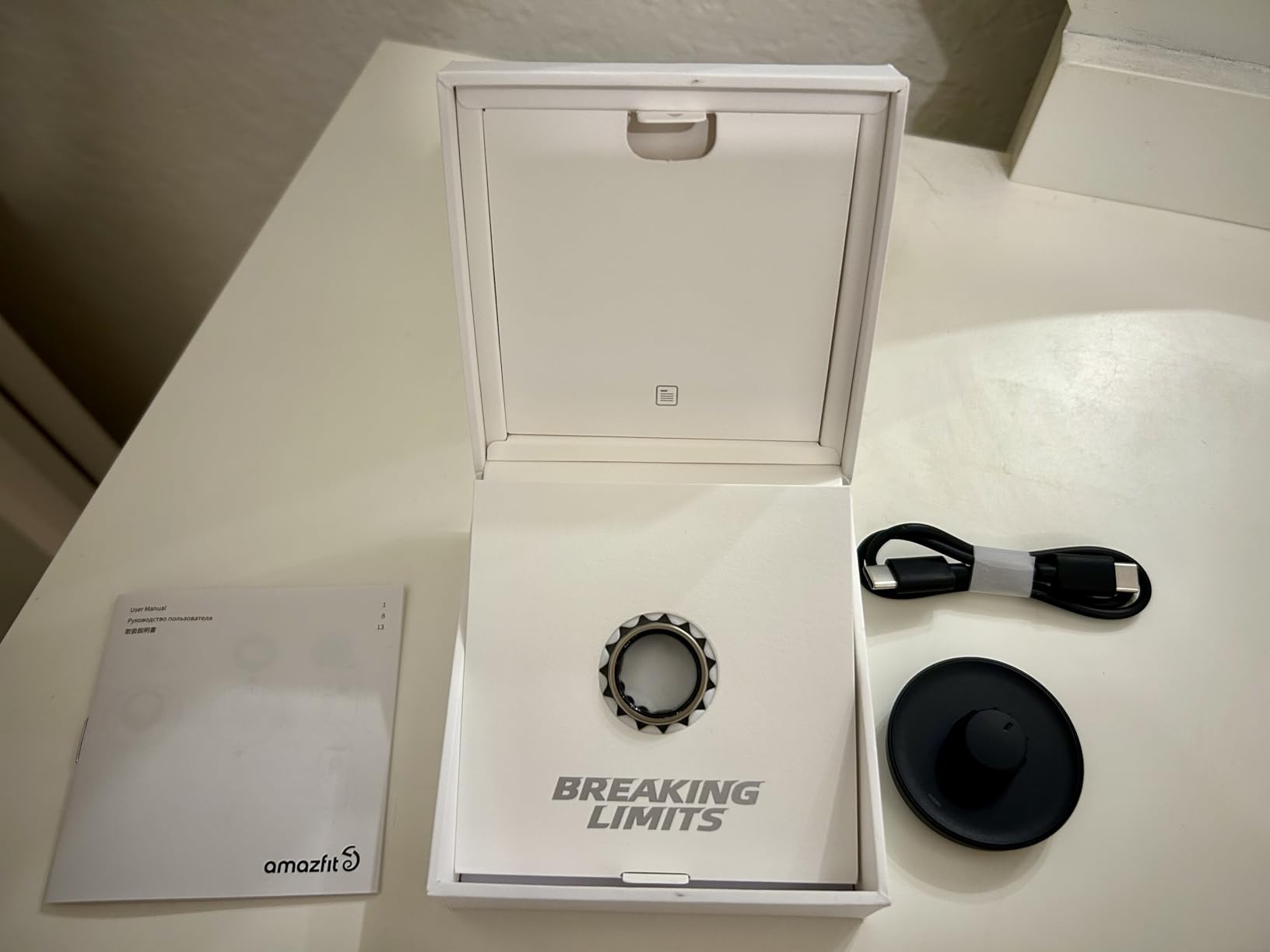 Amazfit Helio Smart Ring Health Tracker, Fitness Tracker Ring, No Subscription, Monitors Sleep, Heart Rate & Stress, Titanium Alloy, Fast 1.4-Hr Charging, Water-Resistant, Size Before You Buy (Size 8) customer photo 1