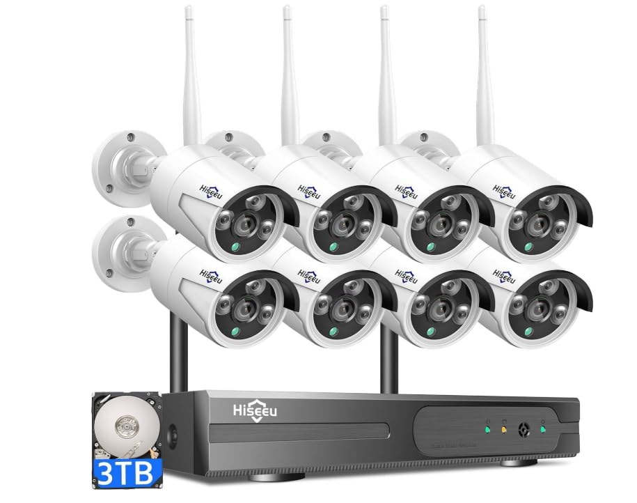 Hiseeu Wireless Pro WiFi Security Camera System, 16CH 4K NVR Kit, Plug-in Powered 12Pcs 5MP CCTV Home Security Camera System for Indoor/Outdoor, Night Vision, Waterproof, Motion Detection, 3TB HDD customer photo 1