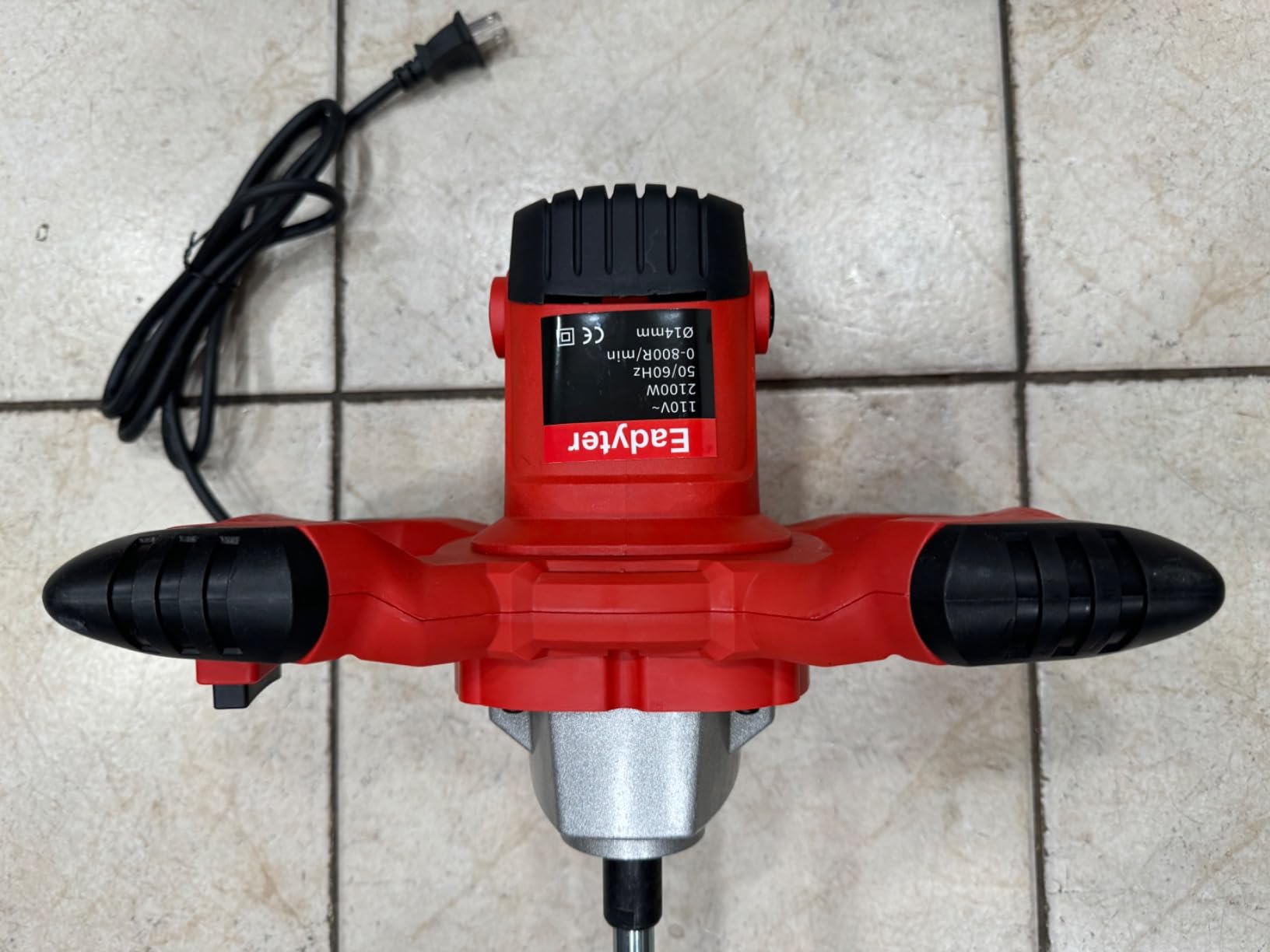 Cement Mixer, Handheld Electric Concrete Mixer, Portable Mortar Mixer with 6 Adjustable Speed, 110V Mud Mixer Machine Drill Tool for Paint Mortar Fodder Mixing Drywall Grout Plaster (Red) customer photo 1