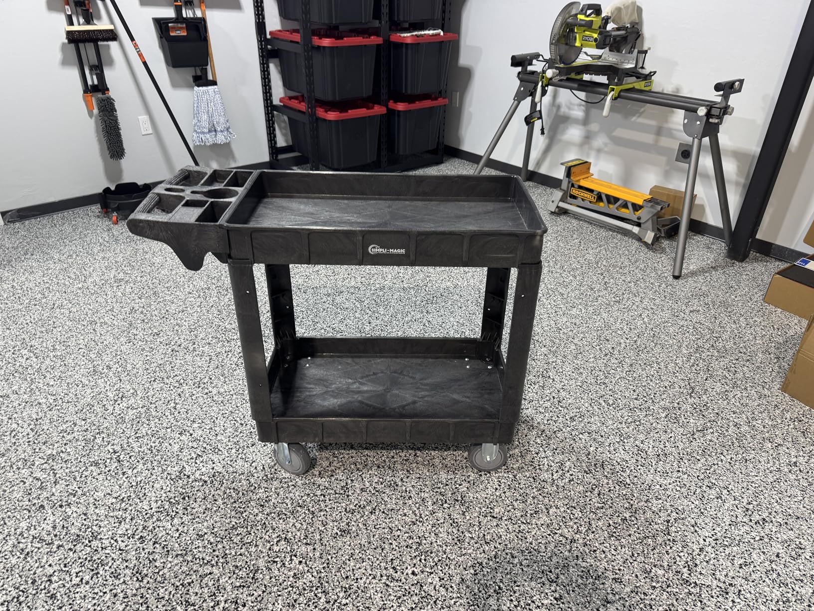 Simpli-Magic Simpli-Magic Rolling Utility Cart on Wheels, Heavy Duty with Ergonomic Handle, Deep Shelfs for Garage, Warehouse, Workshop, 600-Pound Capacity 40x33x17-Inch customer photo 2
