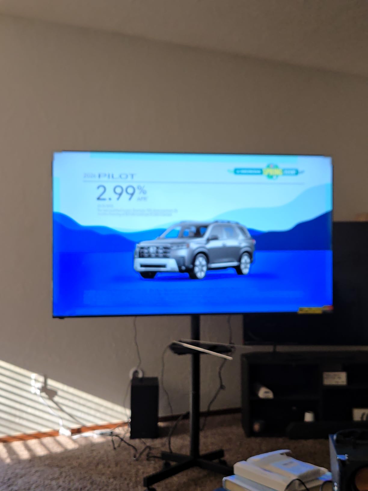 TVON Rolling TV Stand with Power Outlet for 32-75 Inch LCD LED OLED Flat Curved Screen TVs up to 88 lbs, Portable TV Stand on Wheels and Height Adjustment Max VESA 400x400mm customer photo 1