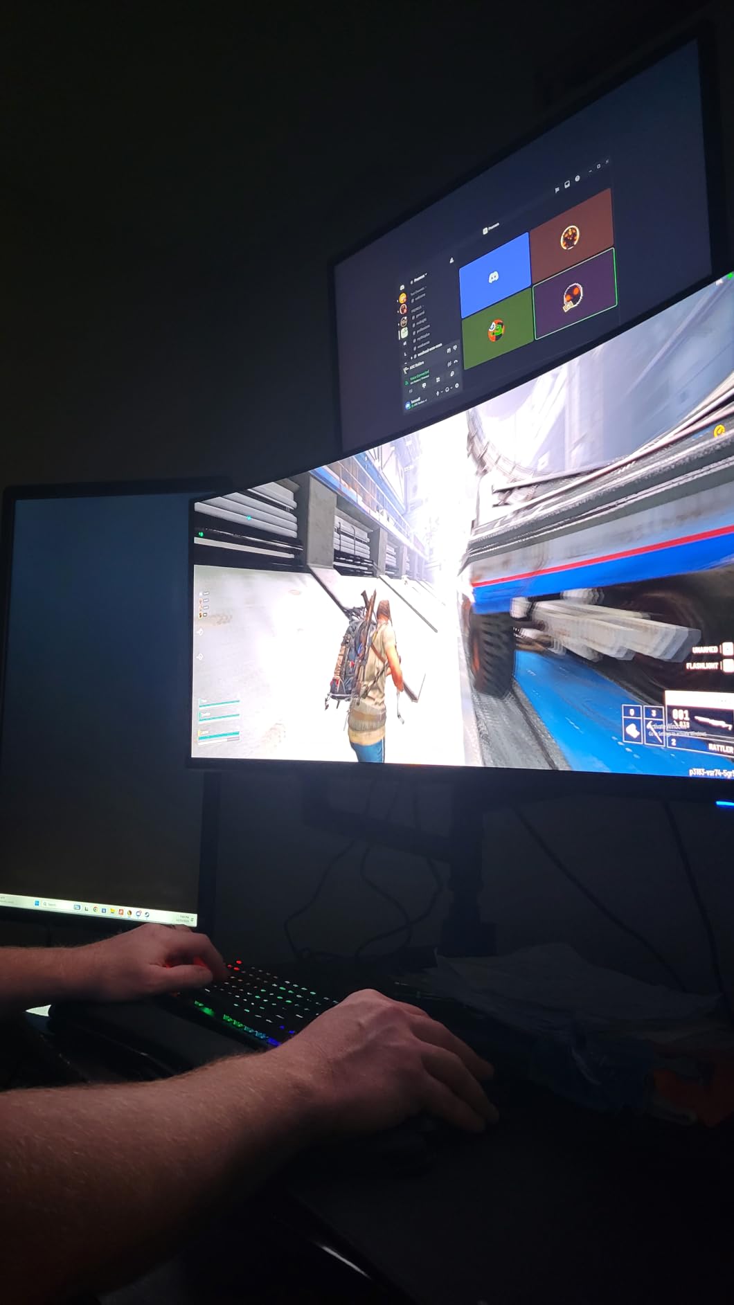 VIVO Pneumatic Arm Triple Ultrawide Monitor Extra Tall Desk Mount for Up to 49 inch Screens, Heavy Duty Clamp, Holds 3 Ultra Wides Up to 44 lbs, Black, STAND-V300D customer photo 2