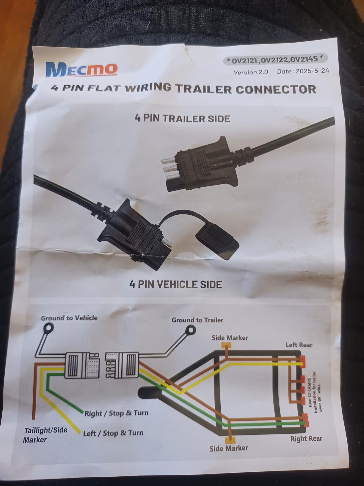 22FT 4 Pin 5 Wire Trailer Wiring Harness Protected by Nylon Net Tube, Utility Pure Copper Boat Trailer Wiring Kit for Trailer Tail Light Rewiring, Waterproof 4 Pin 5 Wire Trailer Connector customer photo 2