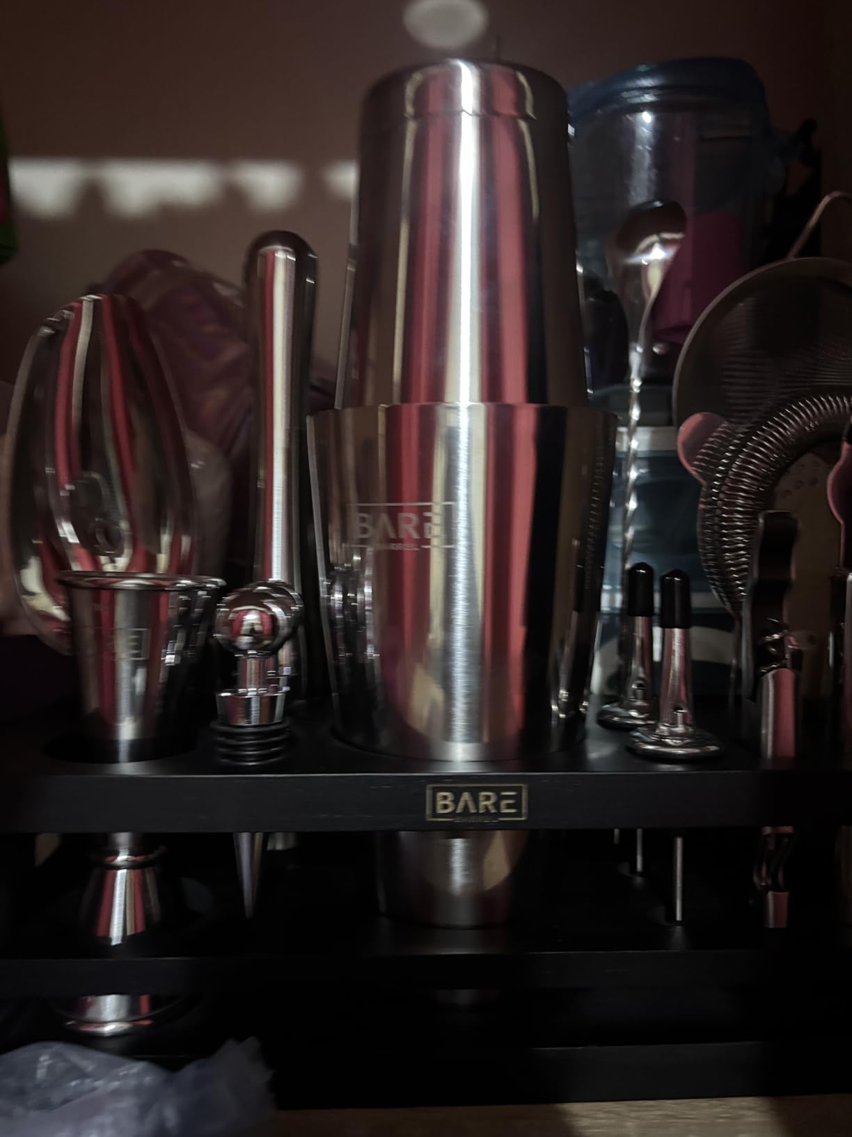 BARE BARREL Mixology Bartender Kit Bar Set | 16-Piece Cocktail Shaker Set | Martini Barware Mixing Tools for Home Bartending | Incl. 35 Recipe Cards | Gift Set (28oz Boston Shaker, Jet Black/Black) customer photo 2