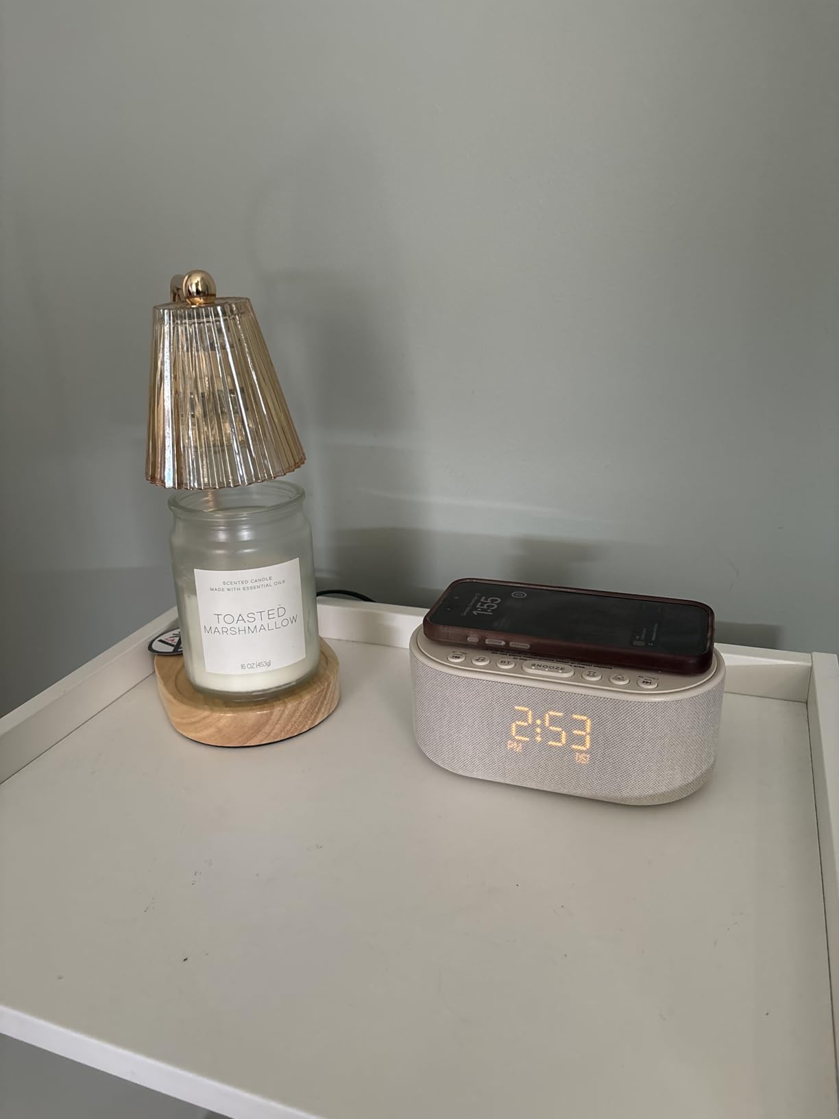 Sound Machine Alarm Clock for Bedrooms: Bluetooth 10W Stereo Sound Speaker with Wireless Charging - White Noise Machine for Sleeping with 21 Soothing Sounds - Putty customer photo 1