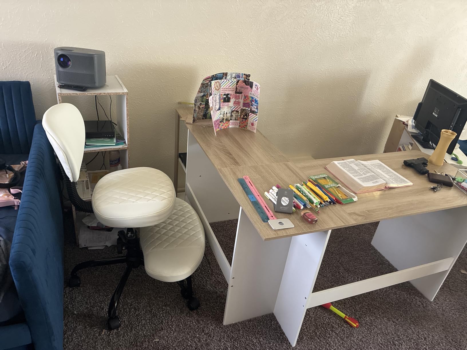 Ergonomic Cross Legged Office Chair with Wheels - Adjustable Height for Meditation, ADHD Desk & Yoga - Wide Criss Cross Design with Lumbar Support, Kneeling Chair - Black customer photo 1