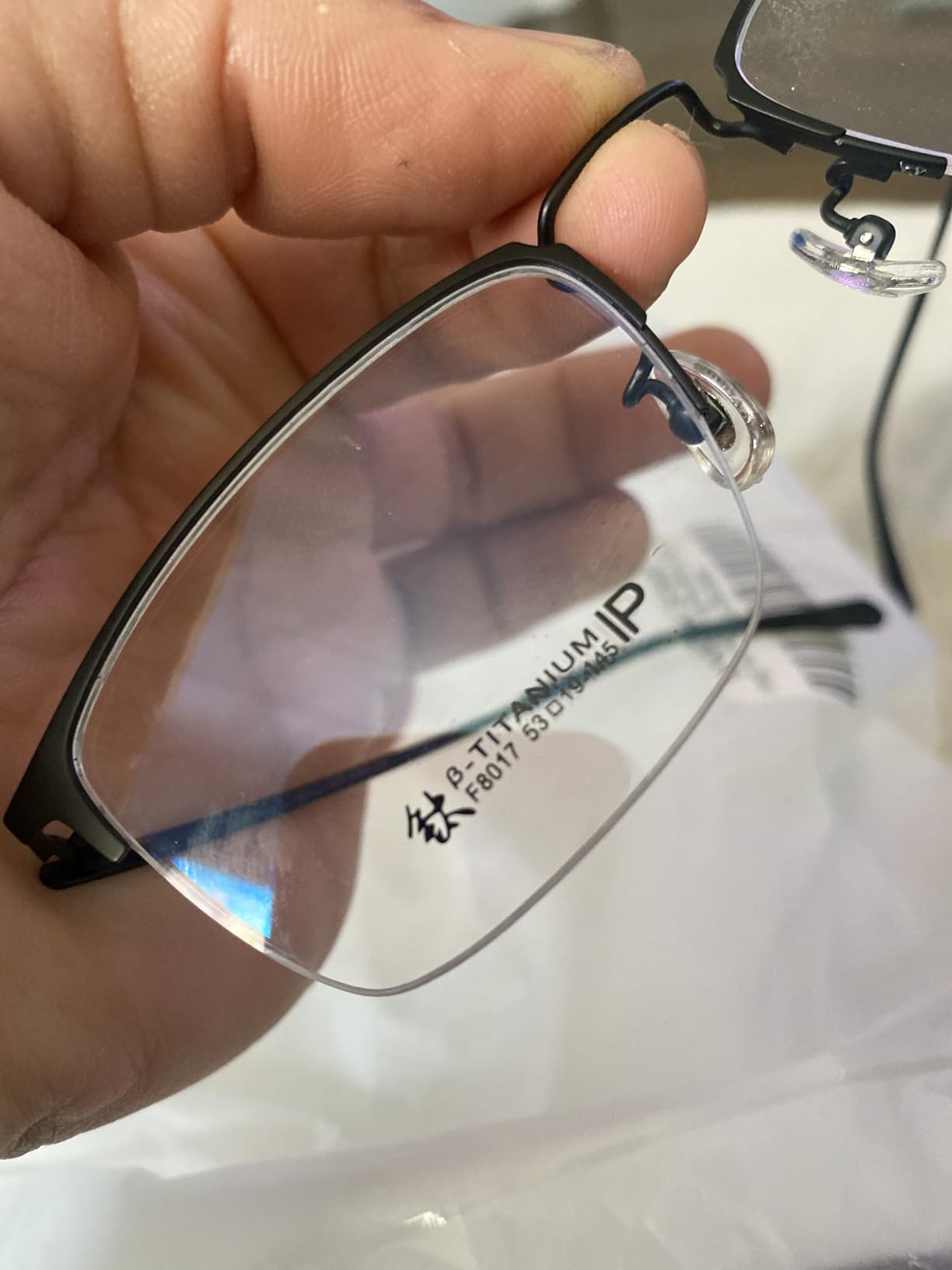 Titanium Semi Rimless Prescription Glasses Frame For Men, Ultra Lightweight Optical Eyewear Frames Demo Lens 53mm customer photo 1