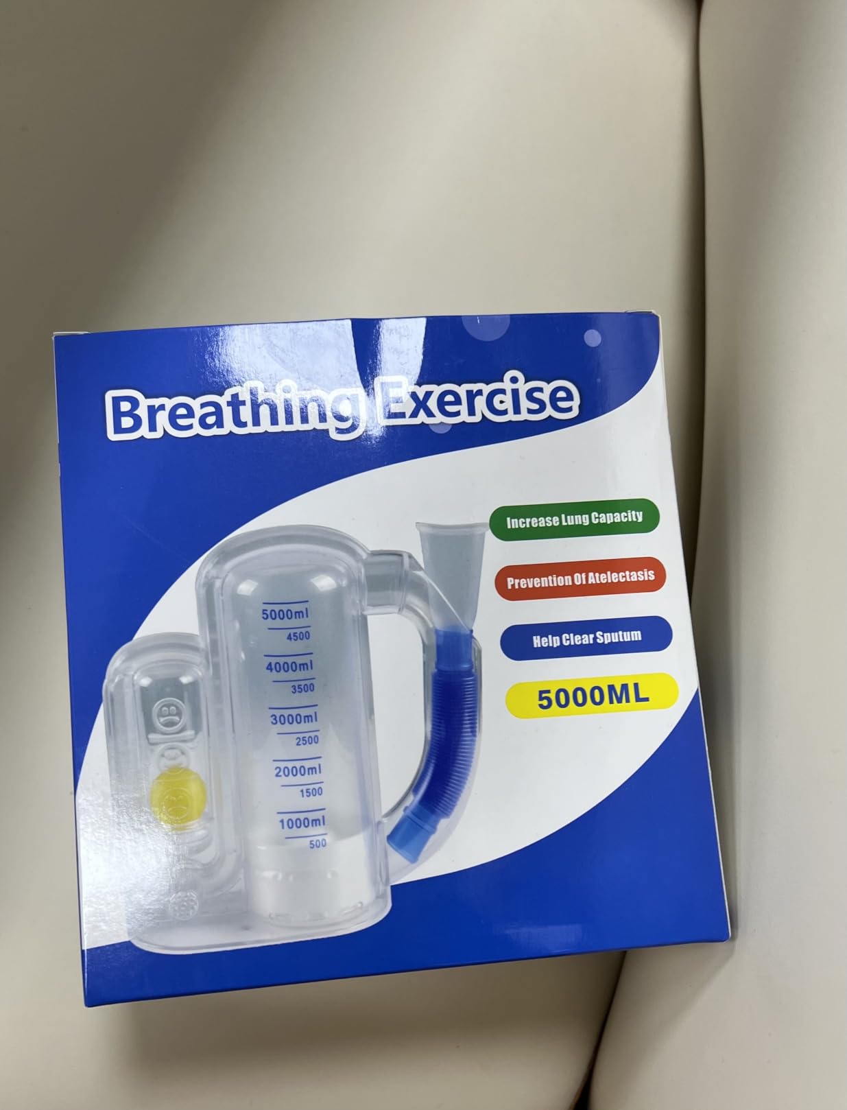 Incentive Spirometer (WHITE02), Breathing Exercise Device for Lungs, Breathing Trainer for Adults, 5000ml Volume Measurement with Flow Rate Indicator customer photo 1