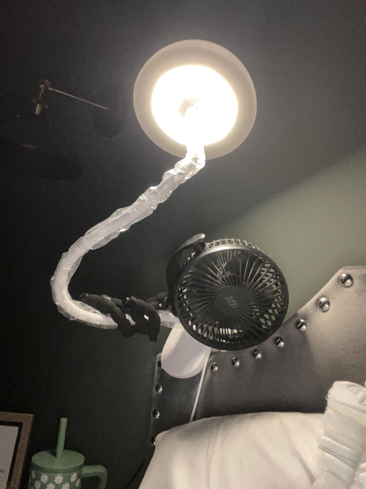 Shroommate Clip On Light and Bed Headboard Lamp, Bedside Table Lamp for Dorm, College Dorm Room Essentials, Night Light for Kids Nursery, Clip on for Desk, MultiColor LEDs, Adapter Included (White) customer photo 1