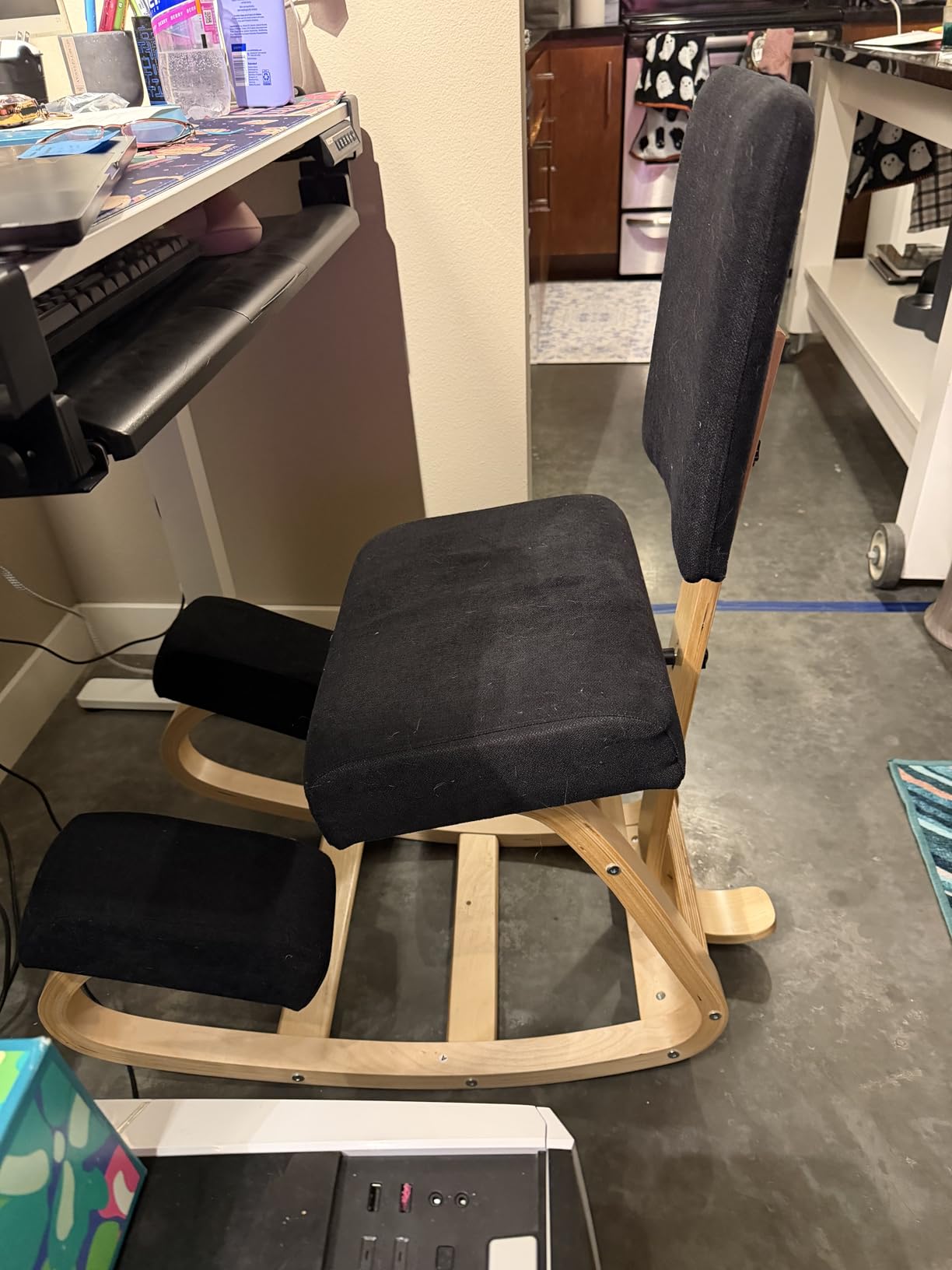 Sleekform East Austin Ergonomic Kneeling Chair with Back Support - Boucle and Wood Ergo Stool for Desk - Best Ergonomic Kneeling Office Chair for Posture and Leg Circulation customer photo 2