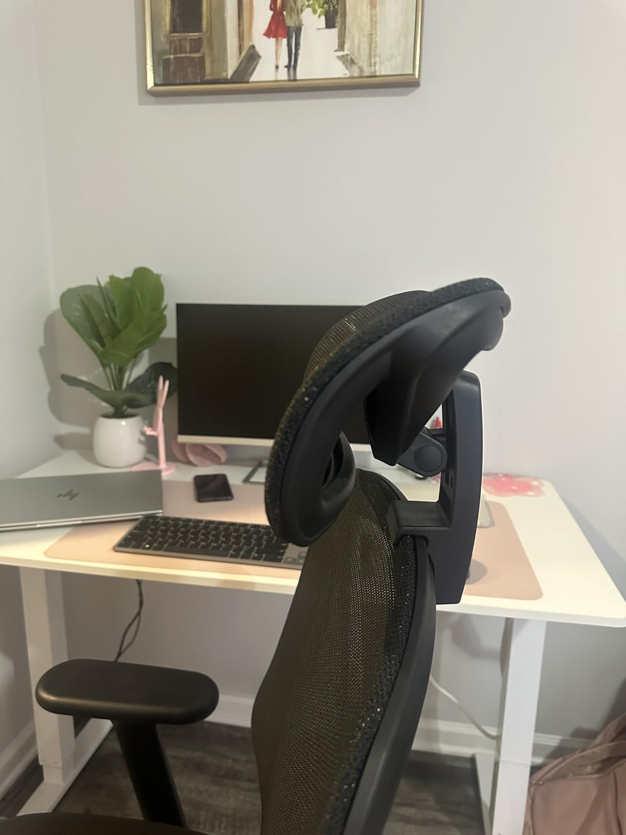 Ergonomic Mesh Office Chair - 3D Adjustable Lumbar Support & 3D Armrests, V-Shaped Back, Adjustable Desk Chair for Office & Home, White customer photo 2