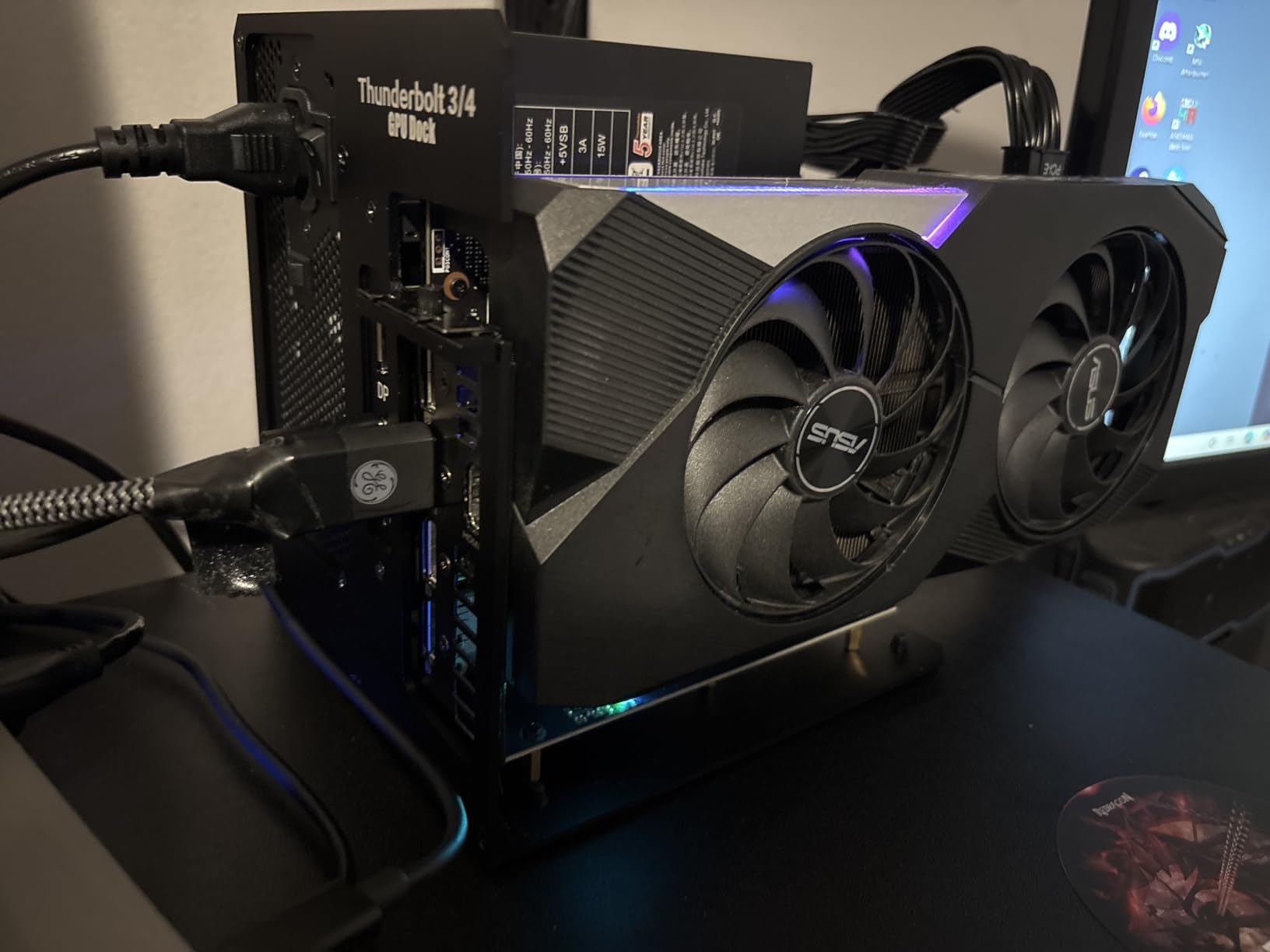 eGPU Enclosure Thunderbolt 3/4 USB4 40Gbps PD 85W Charging External GPU Dock Compatible with NVIDIA/AMD Graphics Cards on Win 10/11 Linux System, ATX Power Supply (MK-L18) customer photo 1