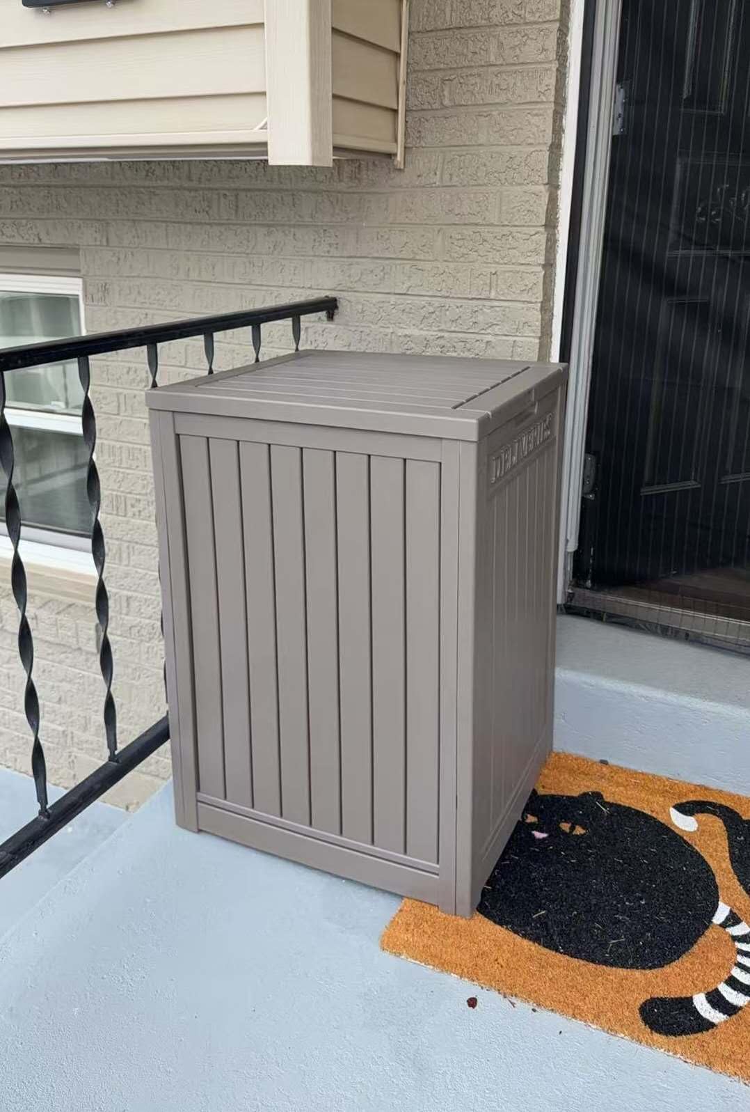 Upgrade 48 Gallon Package Delivery Box for Outside with Sticker Sign, Large Resin Outdoor Package Drop Box For Porch, Outdoor Storage Box with Lockable Secure customer photo 1