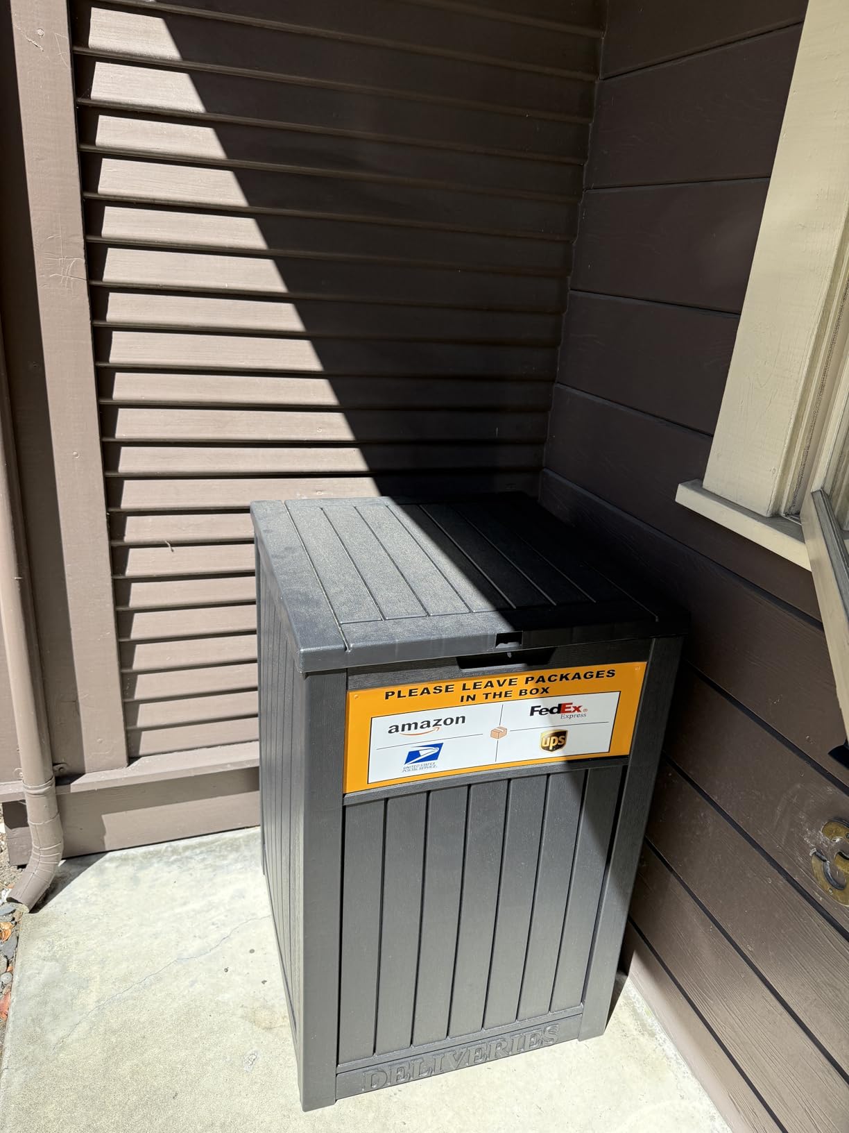 Upgrade 48 Gallon Package Delivery Box for Outside with Sticker Sign, Large Resin Outdoor Package Drop Box For Porch, Outdoor Storage Box with Lockable Secure customer photo 2