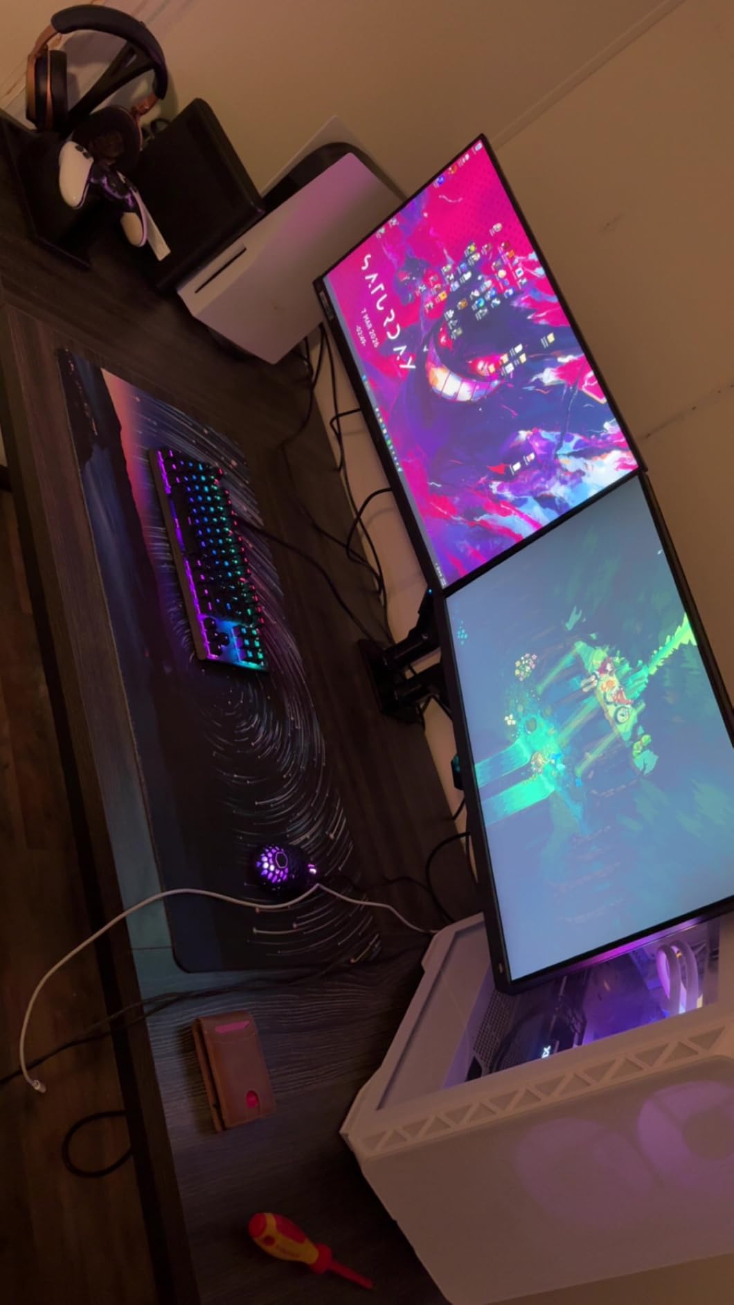 HSH Extra Long Computer Desk, Industrial Metal Wood Home Office Desk, Large PC Laptop Table for 2 Person, Dual Monitor Desk, Dark Gray, 70 Inch customer photo 1