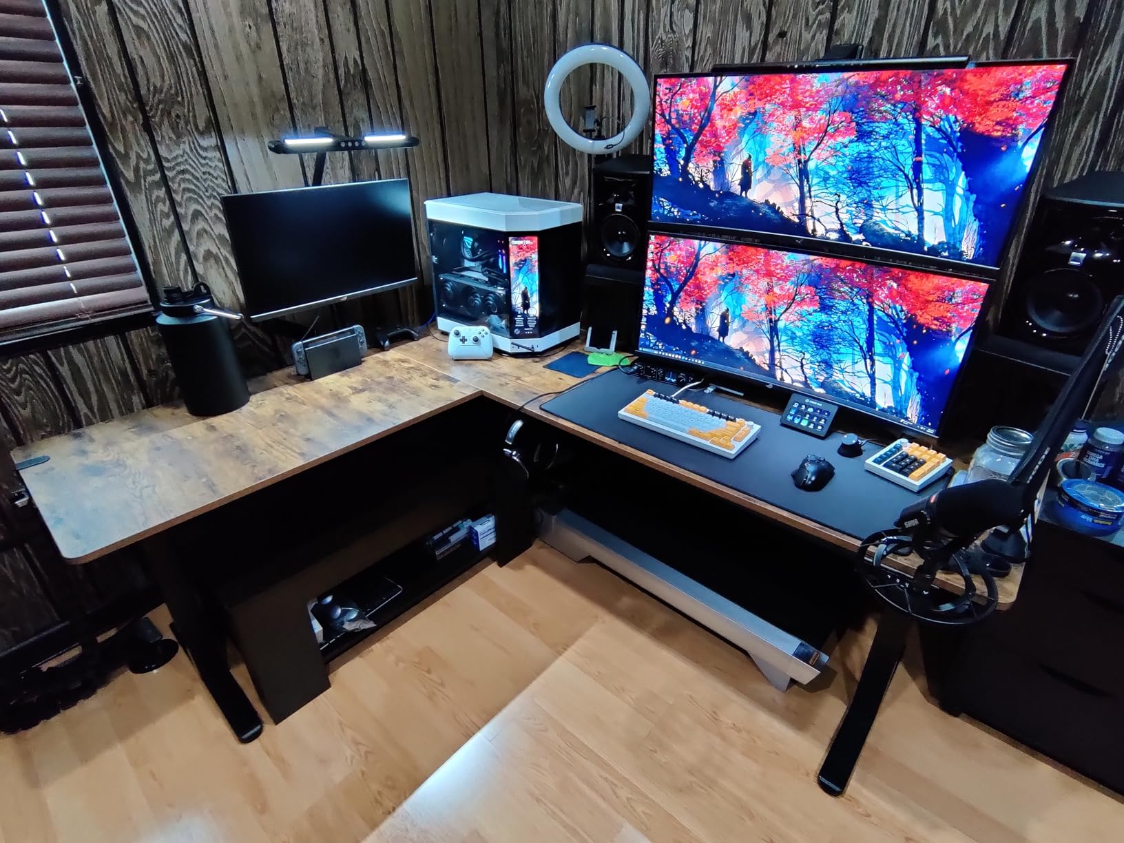 VIVO Corner Standing Desk, 75 x 63 inch Reversible L-Shaped Workstation, Electric Height Adjustment, Real Bamboo Table Top Black Frame customer photo 1