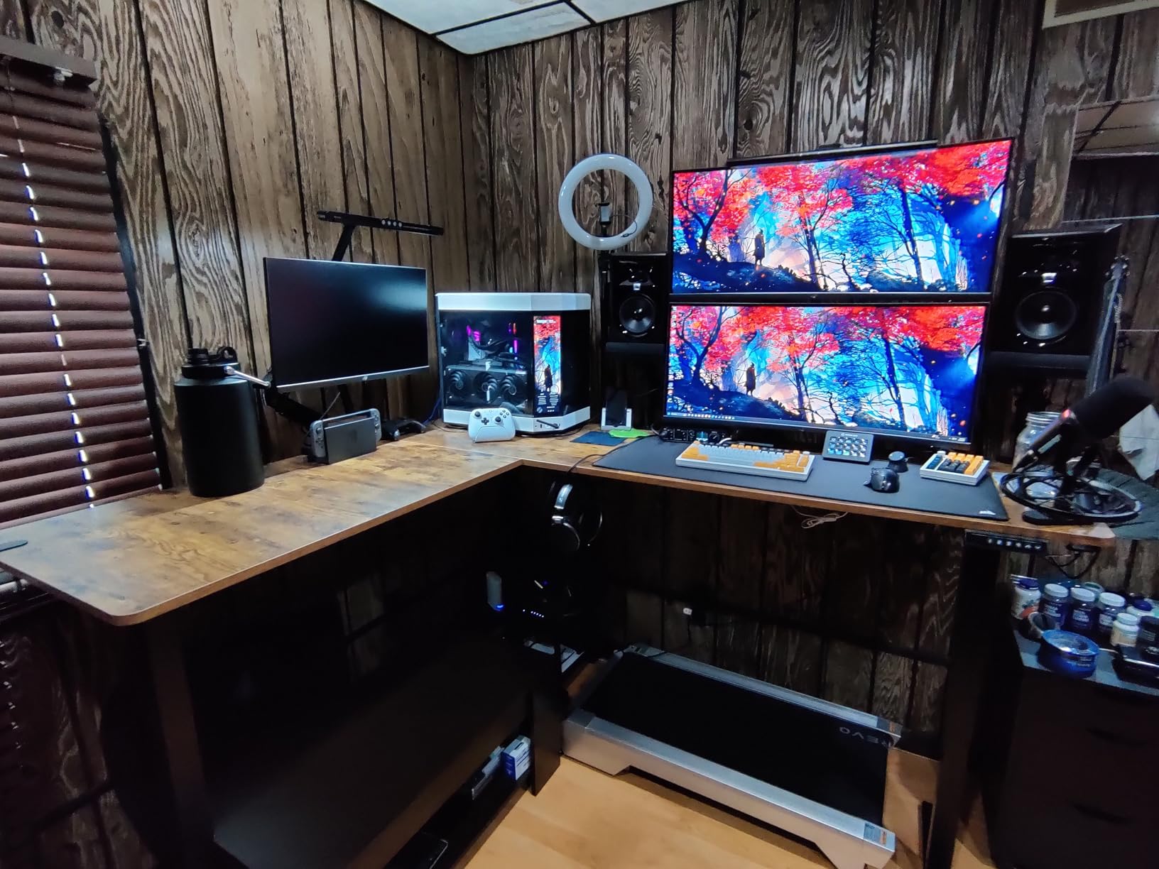 VIVO Corner Standing Desk, 75 x 63 inch Reversible L-Shaped Workstation, Electric Height Adjustment, Real Bamboo Table Top Black Frame customer photo 2