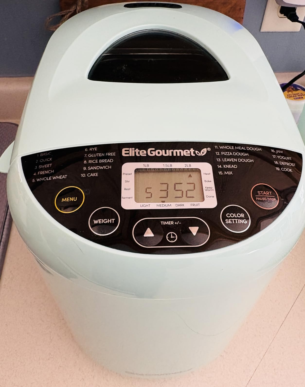 Elite Gourmet EBM8103SS Programmable Bread Maker Machine, 3 Loaf Sizes, 19 Menu Functions Gluten Free White Wheat Rye French and more, 2 Lb, Stainless Steel customer photo 2