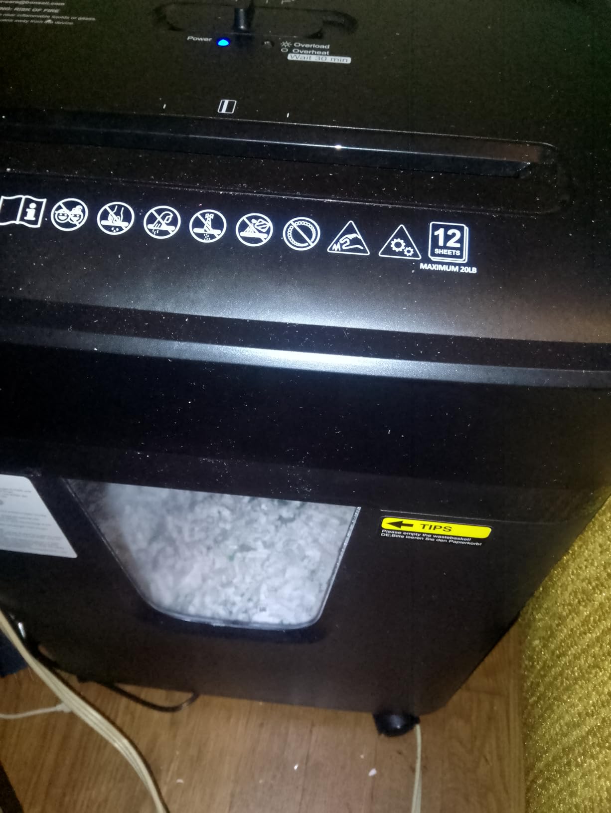 Bonsaii 12-Sheet Micro-Cut Paper Shredders for Home Office, Heavy Duty Document Shredder with 5.5 Gallon Pullout Bin for CD/Credit Card/Staple, 30 Mins Continuous Run Time, P-4 High Security, C282-B customer photo 1