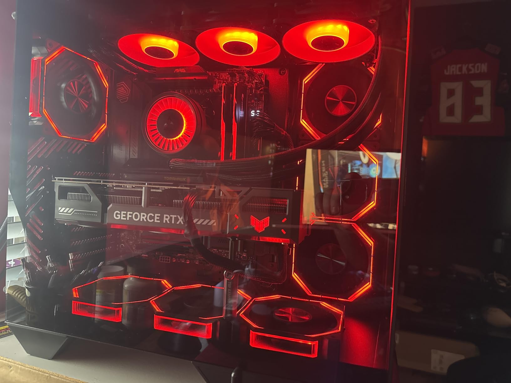 darkFlash Full-Tower ATX Gaming PC Case, Back Plug-in Motherboard, Vertical GPU Mounting, Dual-Chamber, Panoramic Glass, Up to 2 x 360mm Radiators, RTX 40 Compatible (DY470) (4 PWM ARGB Fans, Black) customer photo 2