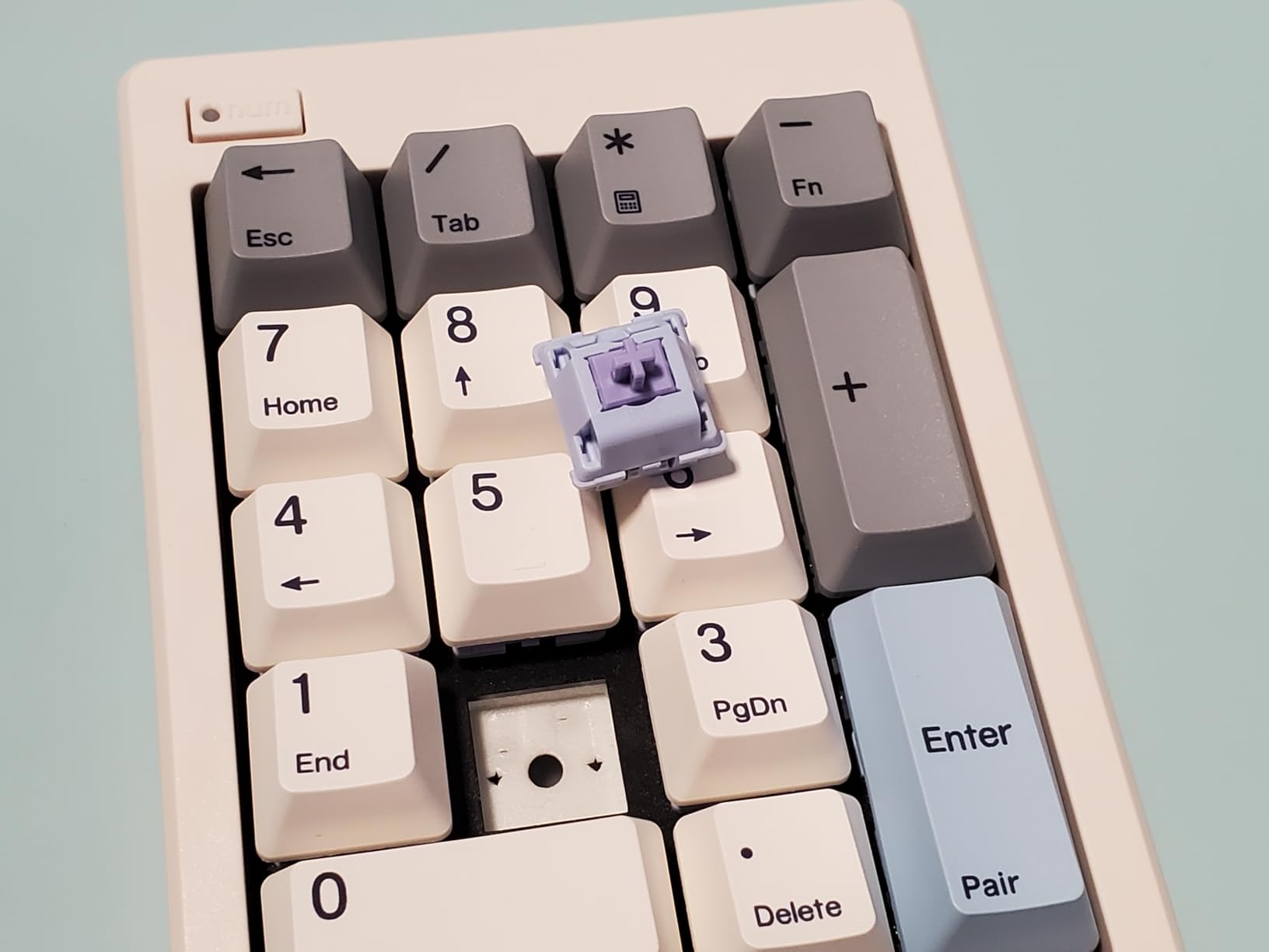 FD17 Wireless Mechanical Number Pad, Bluetooth 5.0& 2.4G Dual Mode Numeric Keypad, 17 Keys Hot Swappable Numpad with PBT Keycaps for Laptop/PC/TKL Keyboards(Beige, Linear Switch) customer photo 2