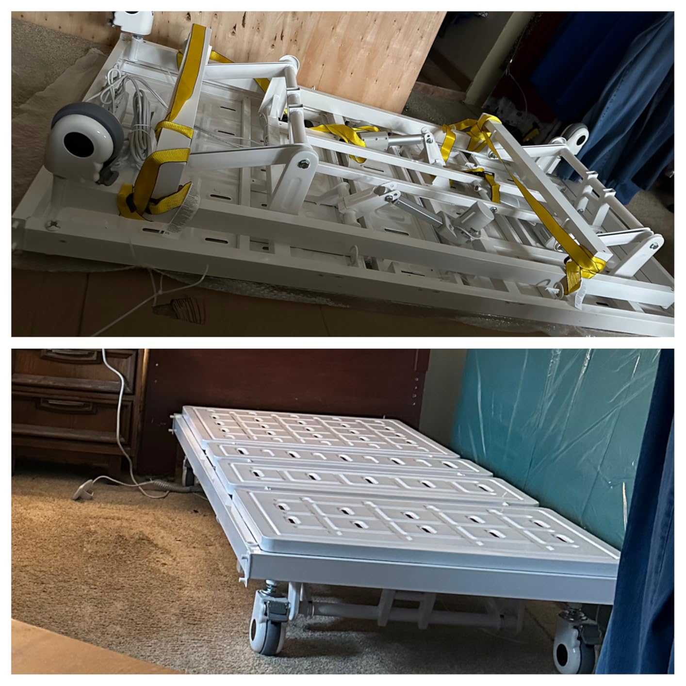 Real Relax Premium 2 Function Full Electric Hospital Bed, ICU Electric Medical Bed with 4 inch Foam Mattress & IV Pole, Dining Table Board and 5 inch Locking Casters, 530LBS Loading. customer photo 1