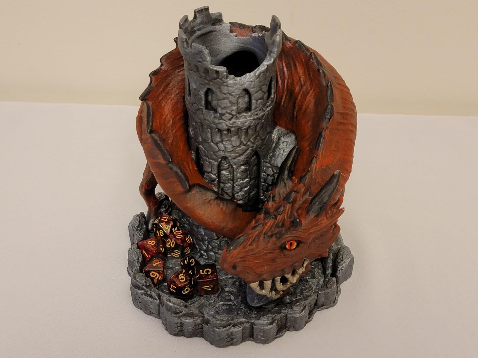 WodGod Red Dragon Castle Dice Tower (with 7Pcs Polyhedral Dice), for Tabletop Games, D&D and RPG Games,Dungeons and Dragons,DND Dice Tower,Perfect Table Decoration & Party Surprise Gifts customer photo 2