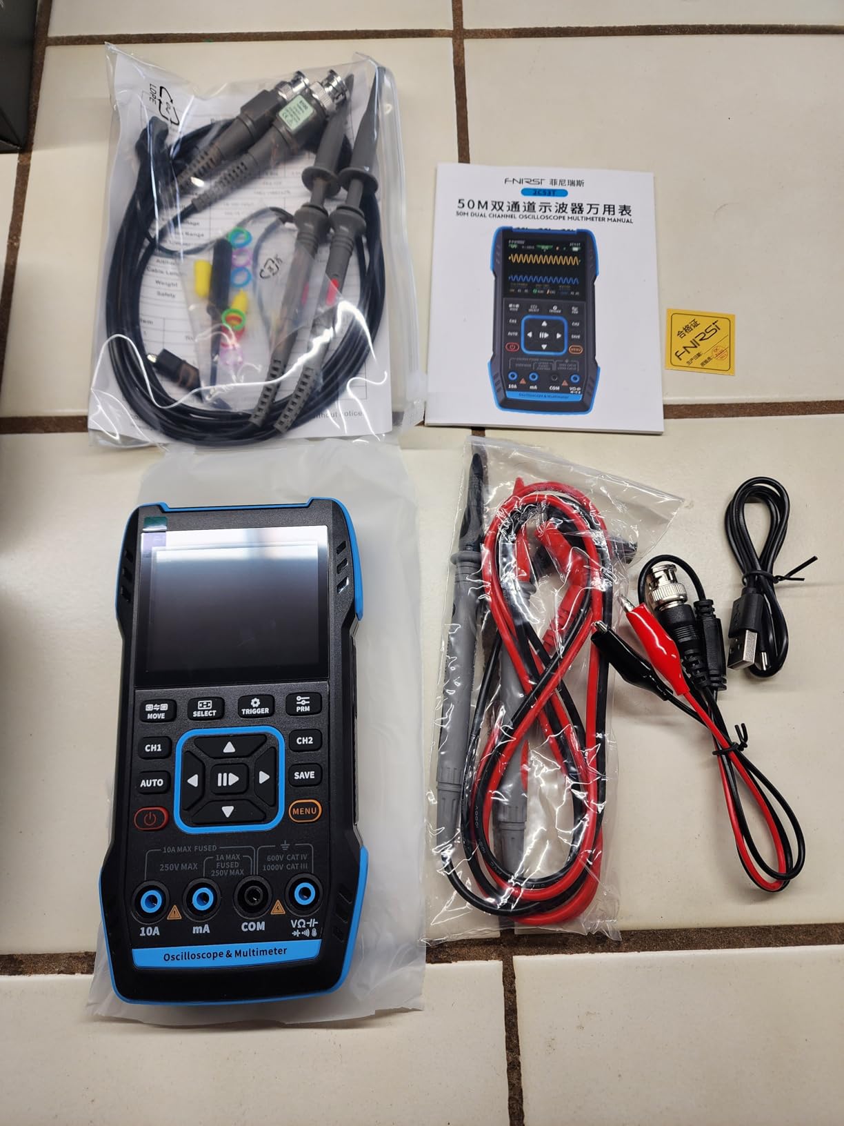 FNRSI 2C53T Oscilloscope/Multimeter/DDS Signal Generator 50MHz Bandwidth 250MS Sampling Rate 20000 Count RMS with 2 P6100 Probes customer photo 1