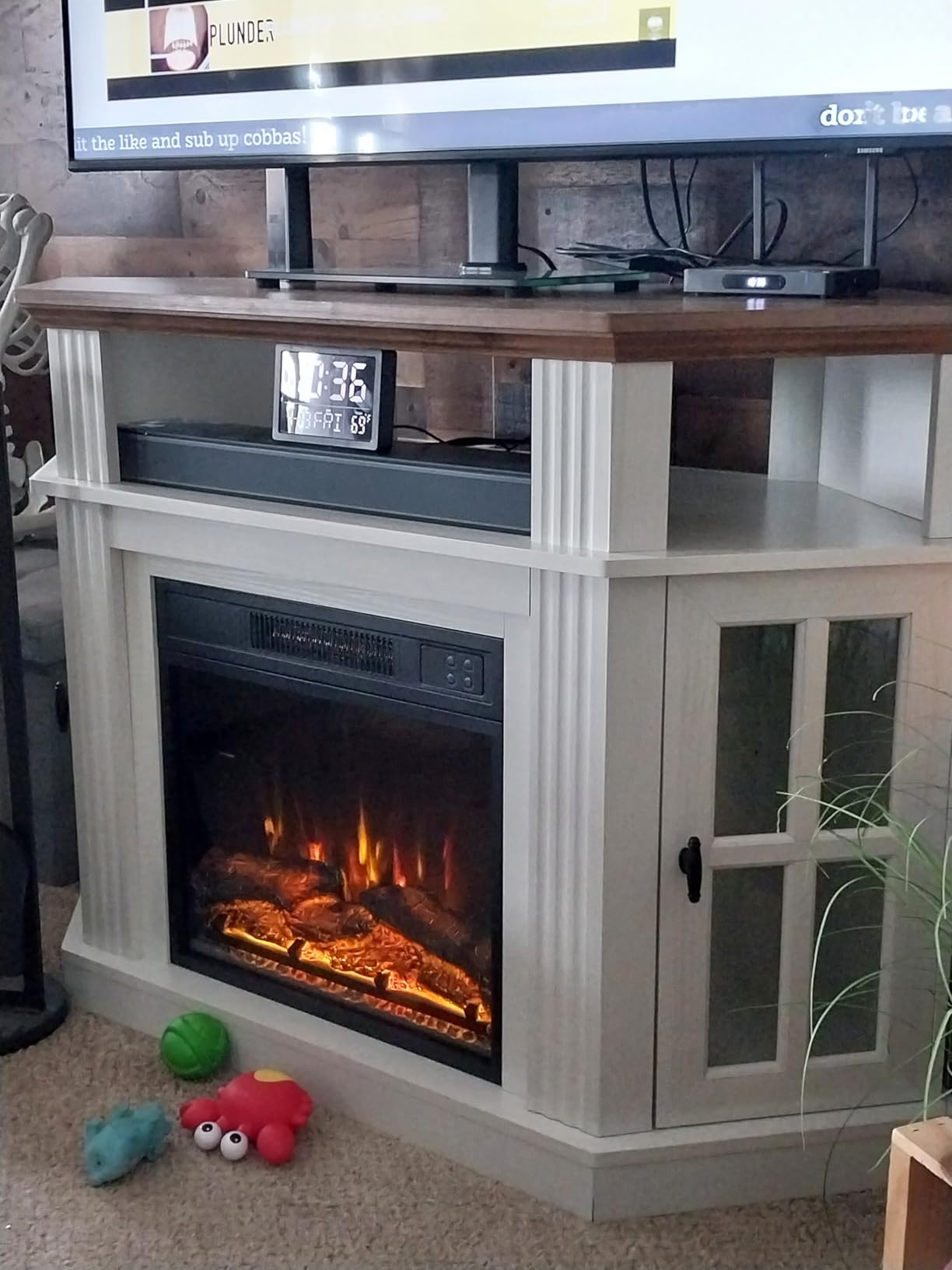 YESHOMY Corner Fireplace TV Stand for Television up to 55