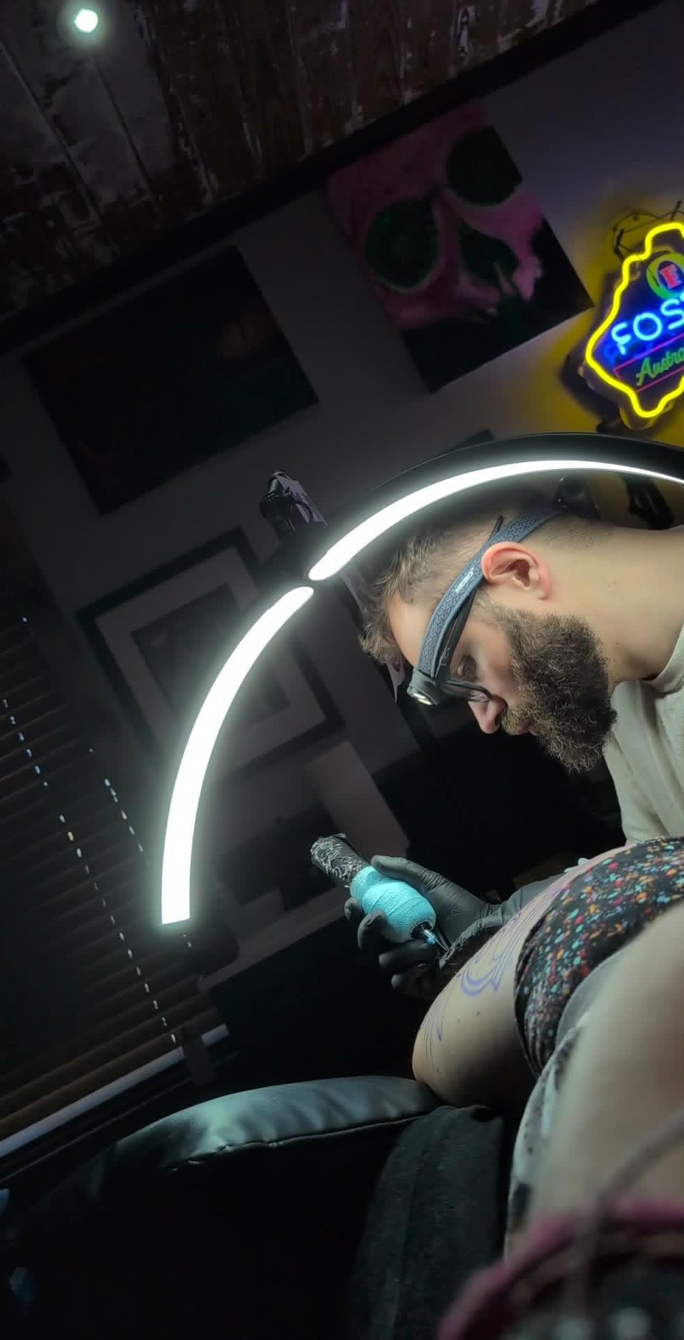 HITTI Half Moon Eyelash Esthetician Light - 2026 LED Lash Tech Lamp with 4-Wheel Rolling Base, 3 Color Modes, Dimmable Brightness & Phone Holder customer photo 1