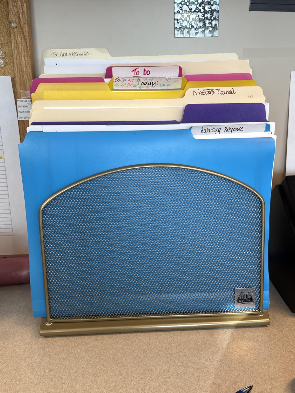 Inclined Desk File Organizer, Vertical File Folder Holder Stand Metal Rack File Sorter for Office Classroom customer photo 1