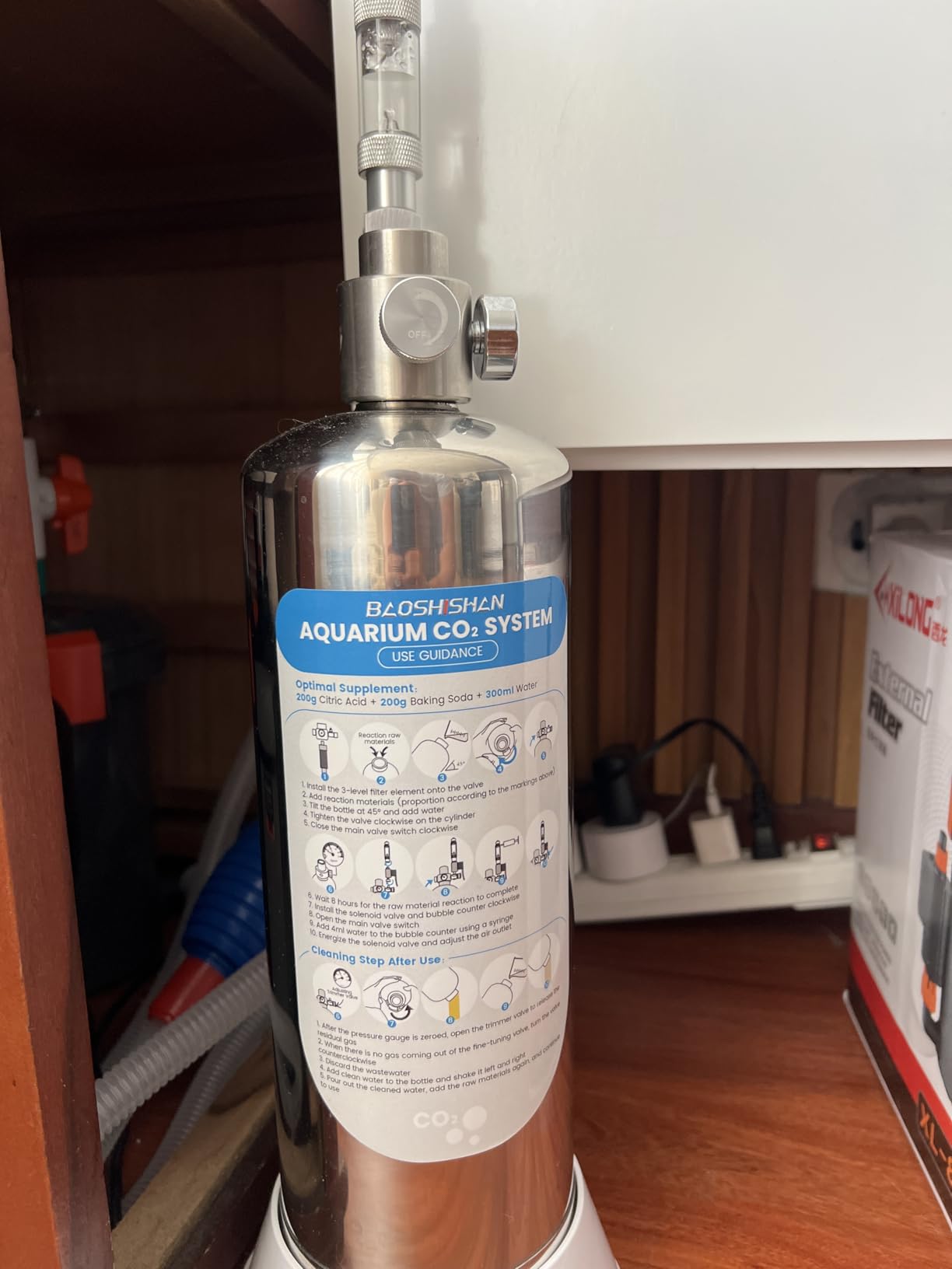 BAOSHISHAN 2L Aquarium Co2 System with Precision Regulator, External Thread Co2 Generator System with Dual Safety Valves & Solenoid, Complete Set for Aquarium Plant customer photo 1