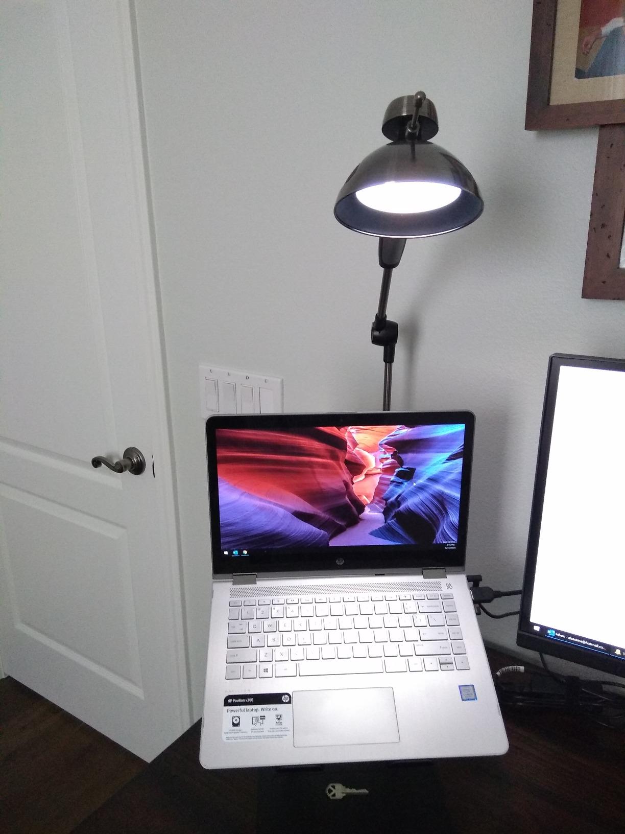 OTUS Desk Lamp for Home Office | Tall LED Architect Desk Light with Gesture Control & Touch | 1500 Lux Eye-Caring Dimmable for Study, Reading, Video Calls | 12 Levels & 3 Colors | Brass Swing Arm Lamp customer photo 1