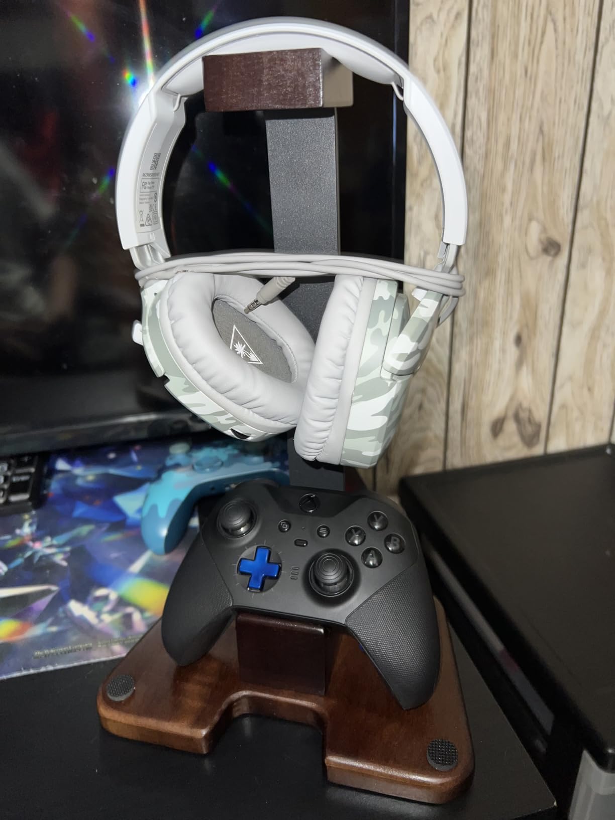 Controller Stand Wood Headphone Stand for Desk Gaming Desk Accessories Controller Holder for Gaming Equipment Headset Holder customer photo 1