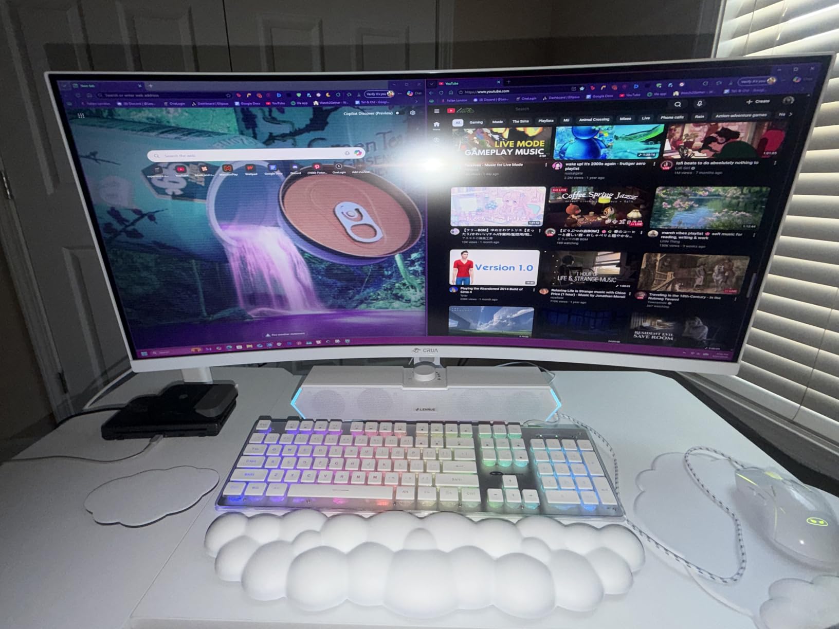 CRUA 34'' White Gaming Monitor 165Hz/144Hz 21:9 1500R Ultrawide Curved Monitor, WQHD 3440X1440 120%sRGB VA Panel Computer Monitor Support Freesync, PIP/PBP, HDMI2.0 & DP1.4, Wall Mount&Tilt Adjustable customer photo 1