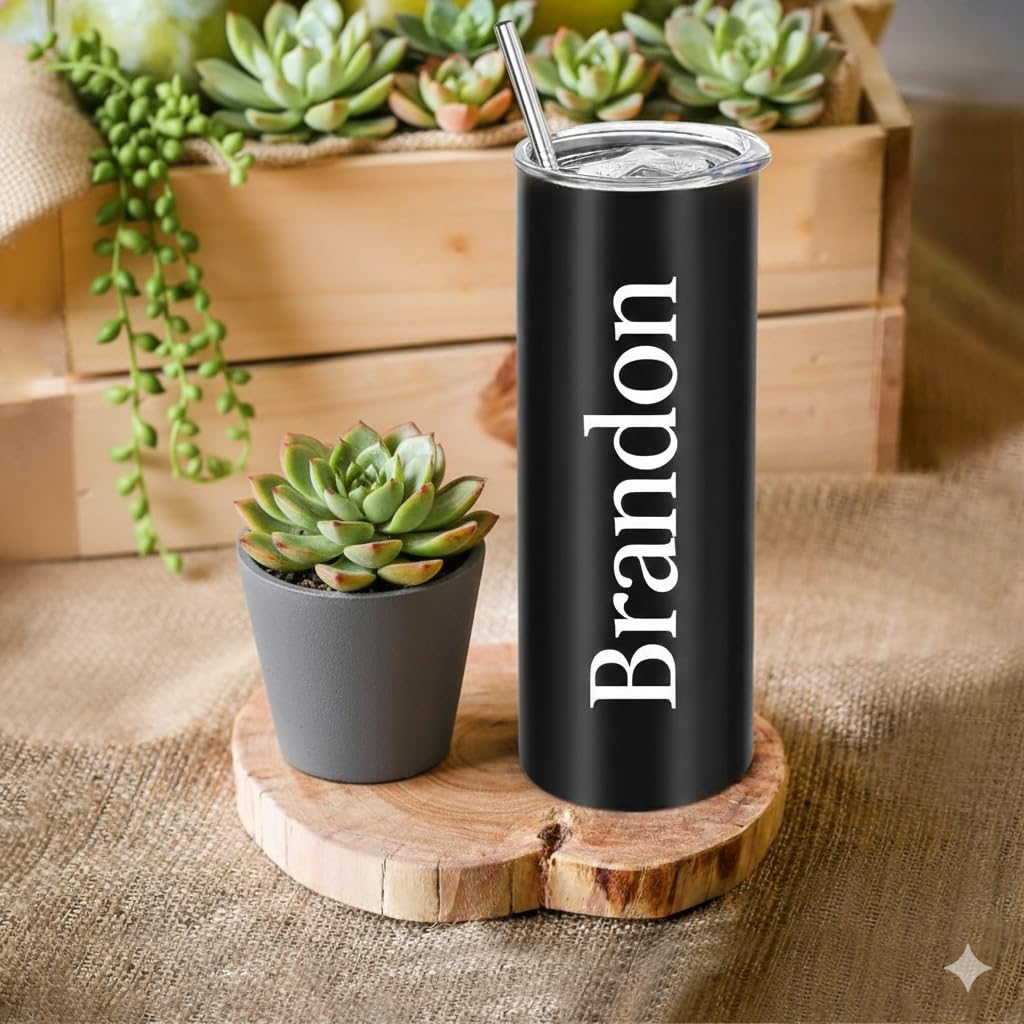 YOUKE OLA 16 Pack Stainless Steel Skinny Tumblers Bulk Straight Double Wall Powder Coated Insulated Tumbler with Lid and Straw for Laser Engrave, DIY Gift, 20oz Black customer photo 2