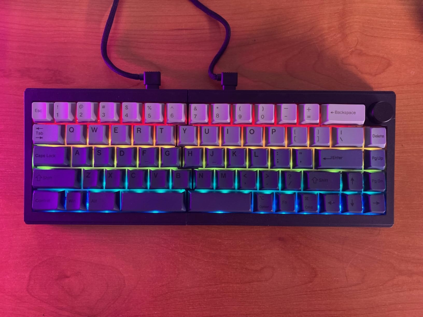 EPOMAKER Split65 QMK/VIA Programmable Keyboard, Wireless Mechanical Keyboard in 2.4Ghz/BT/Type-C, Ergonomic Gaming Keyboard in Split Layout with RGB Backlit (Flamingo Switch) customer photo 1