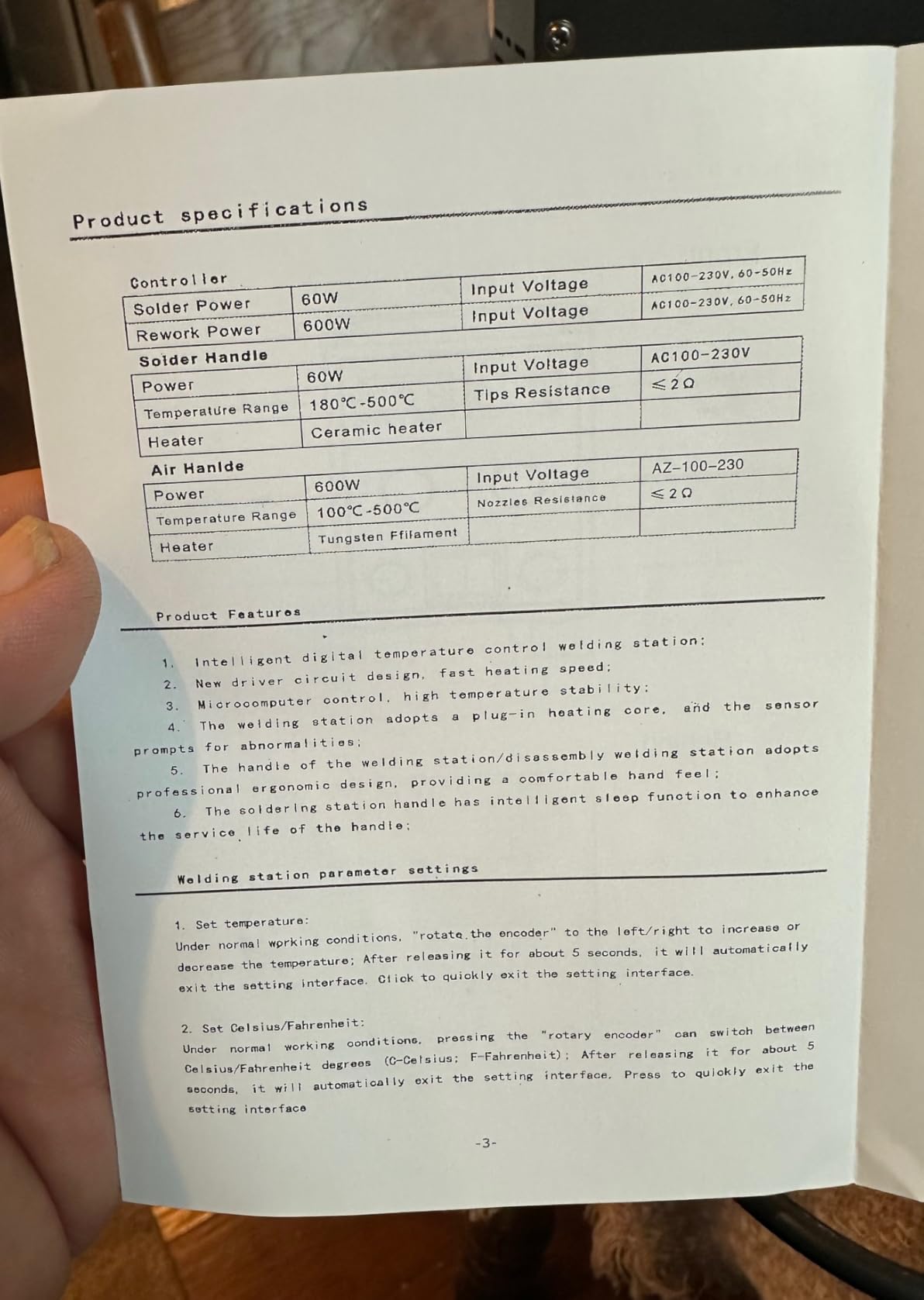 8586D 2 In 1 Soldering Station, SMD Hot Air Rework Station LED Dual Digital Display with Heat Gun and Solder Iron Kit, Electric Soldering Iron Station with Temperature Control, Auto Sleep Functions customer photo 2