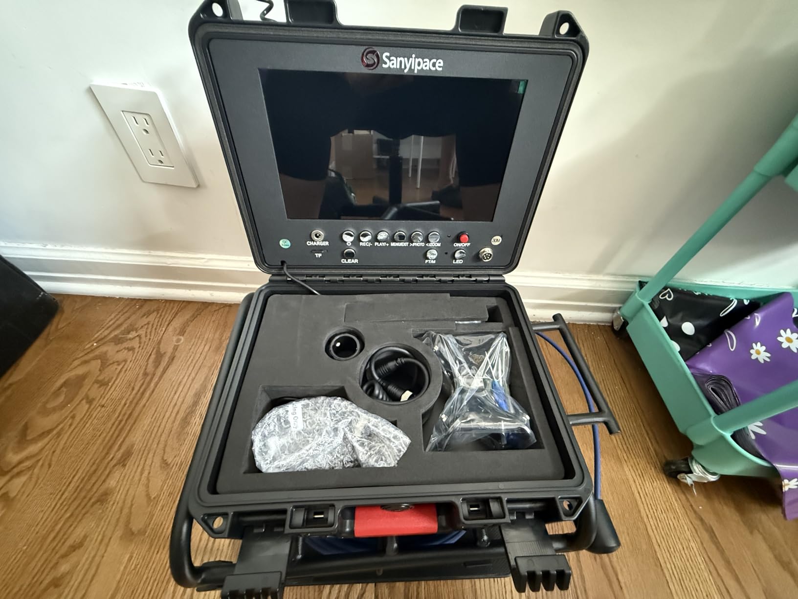 Sanyipace Pipe Camera with Locator, 512Hz Sewer Camera with Self-Leveling, 23mm/0.9in Drain Camera with Distance Counter, 5X Zoom, Waterproof Plumbing Inspection Camera with 12 PCS Lights, 66FT/20M customer photo 2