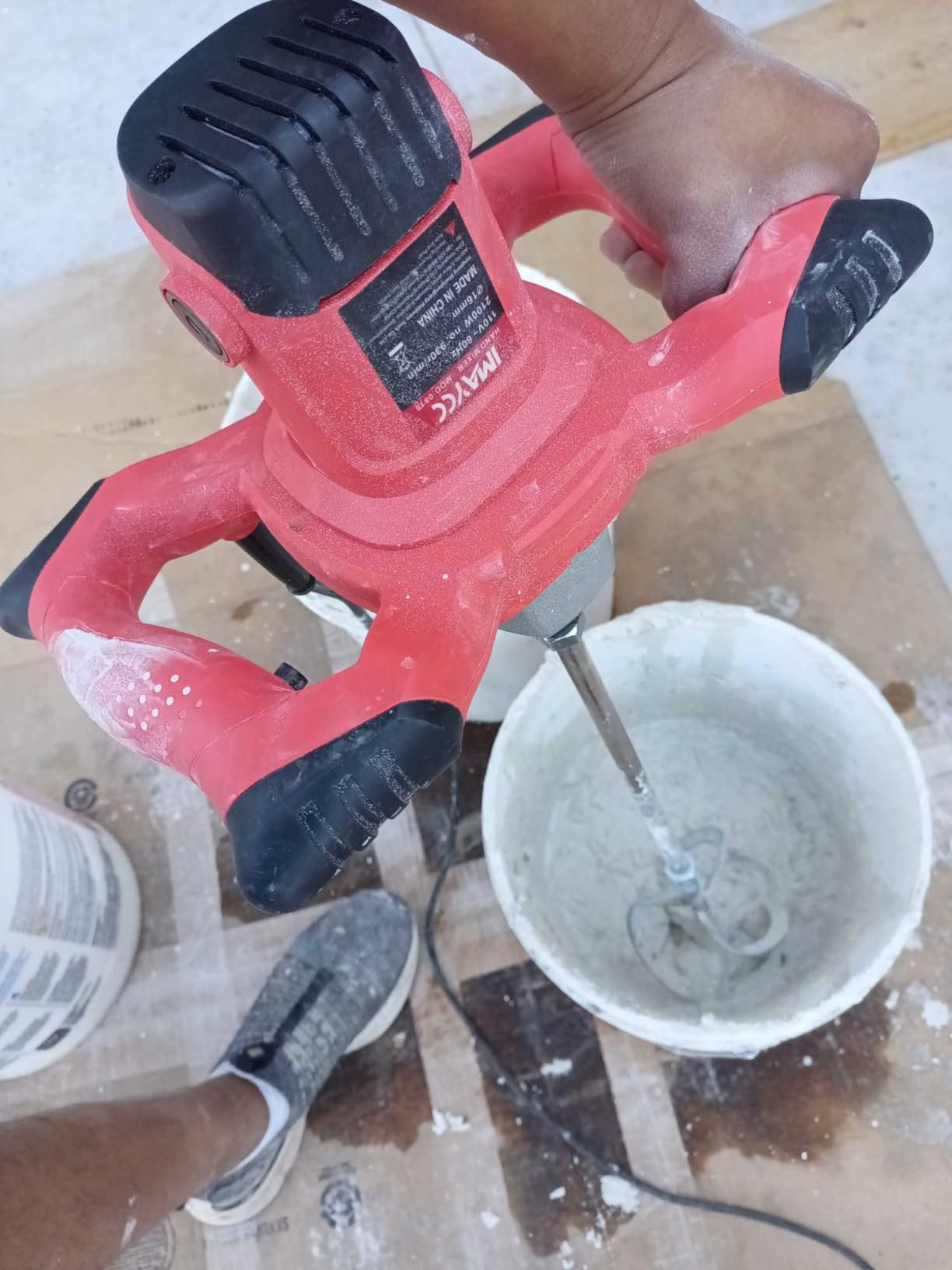 IMAYCC Cement Mixer 2100W, Portable Concrete Mixer, 110V Handheld Mud Mixer for Mortar, Paint, Grout, Plaster, Thinset, Fodder Stirring Tool customer photo 1