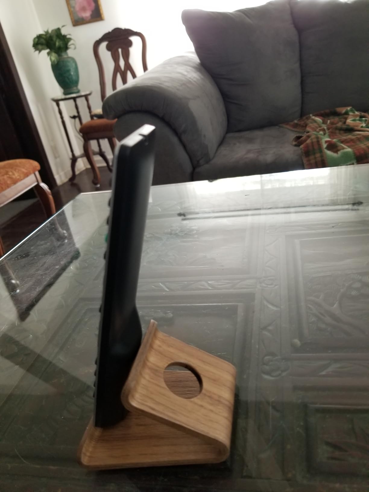 Cell Phone Stand for Desk - Portable Wood Phone Holder for Bed Compatible with iPhone 16 15 14 13 Pro Max customer photo 1