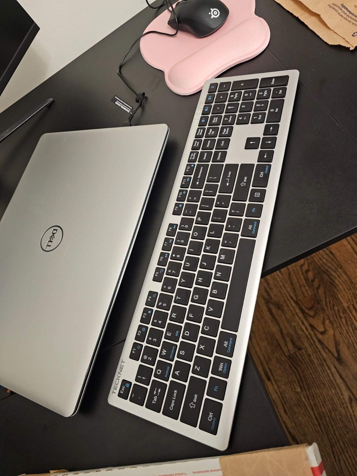 TECKNET Bluetooth Keyboard Rechargeable, 4-Device Free Switching (2.4G+BT), Ultra-Slim Full Size Wireless Keyboard, Quiet Typing, for PC/Laptop/Smart TV/Phone, Adjustable Stand, 12 Multimedia Keys customer photo 1