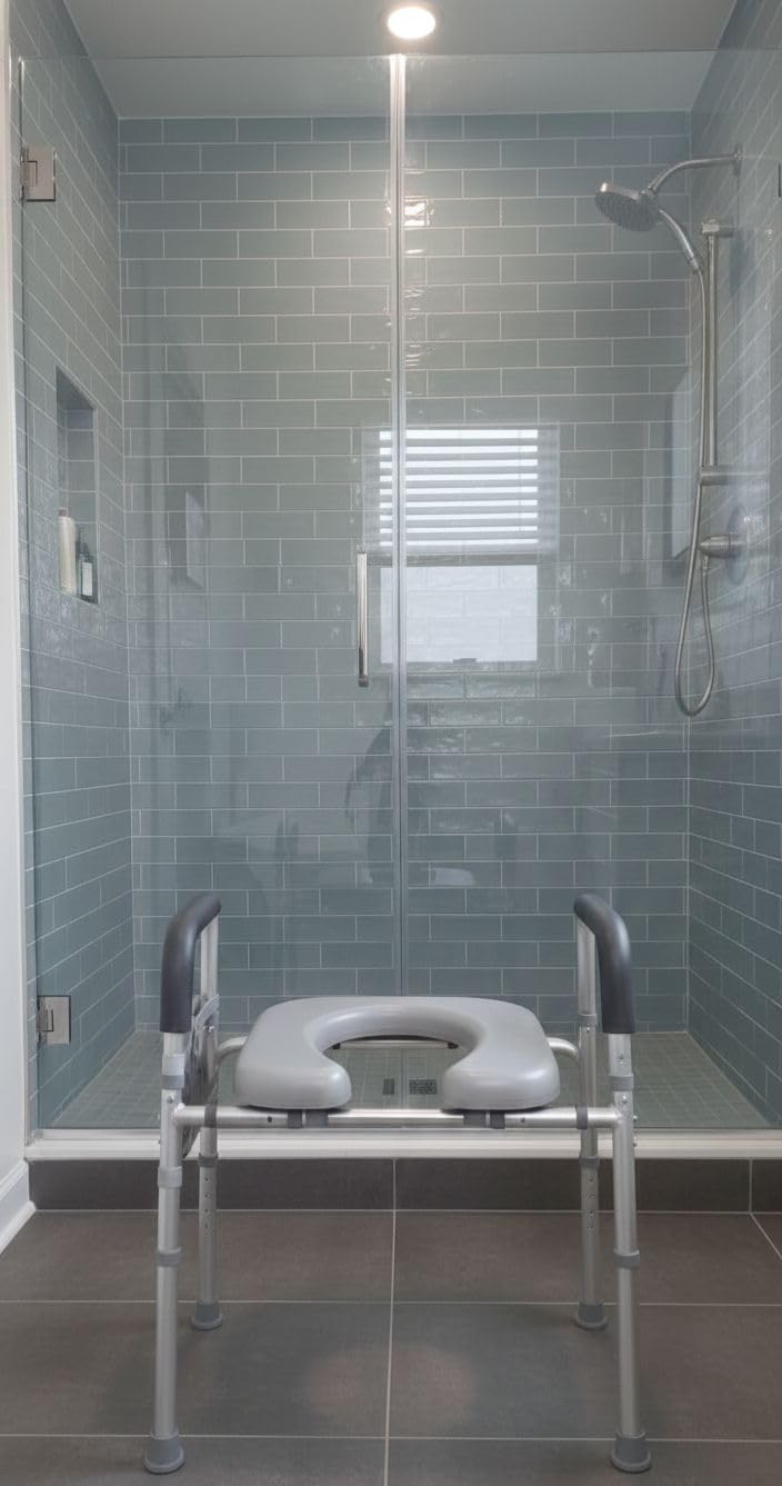 Raised Toilet Seat with Handles - Width & Height Adjustable Toilet Seat Risers for Seniors, Heavy Duty Handicap Toilet Riser, Fit Any Toilet, Up to 400lbs customer photo 1