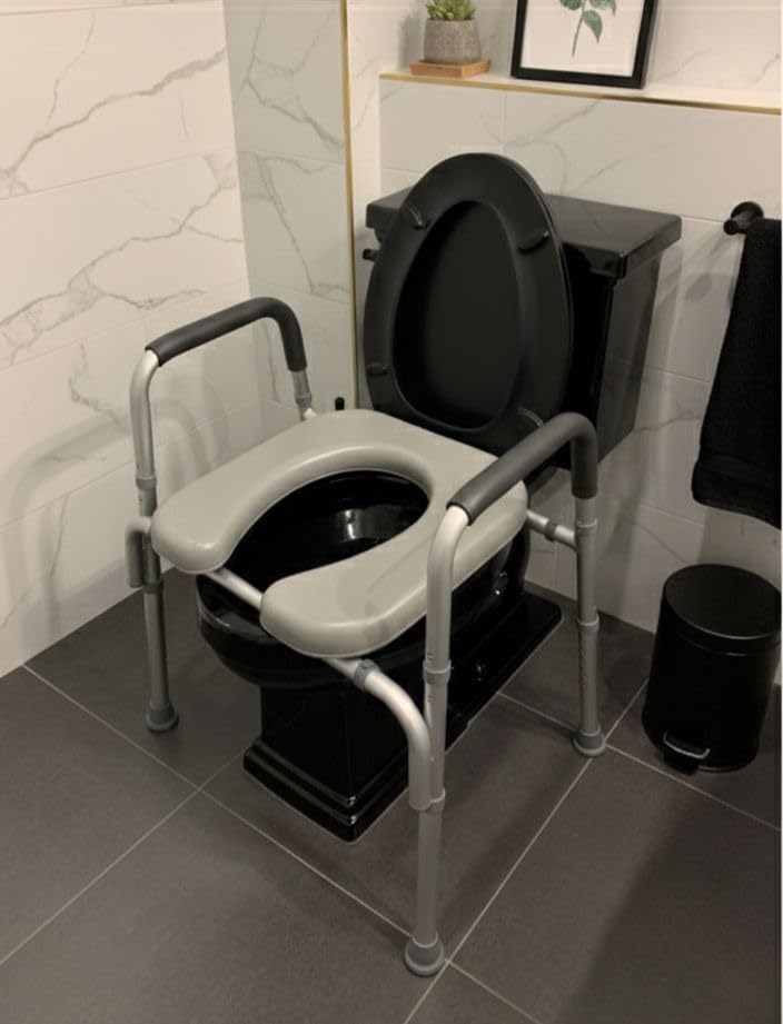 Raised Toilet Seat with Handles - Width & Height Adjustable Toilet Seat Risers for Seniors, Heavy Duty Handicap Toilet Riser, Fit Any Toilet, Up to 400lbs customer photo 2