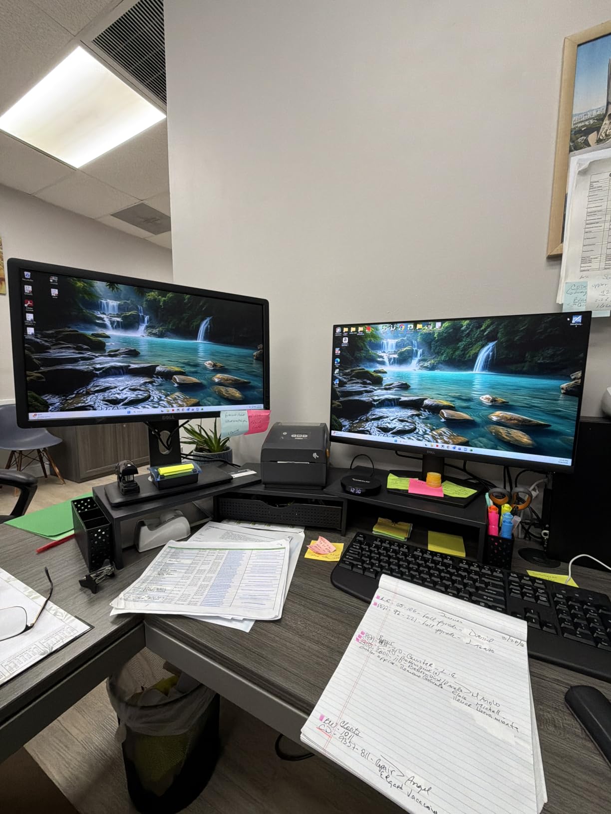 gianotter Dual Monitor Stand Riser, Desk Organizer With Drawer and 2 Pen Holders,Computer Monitor Stand, Desk Shelf for Top of Desk, Wood customer photo 1