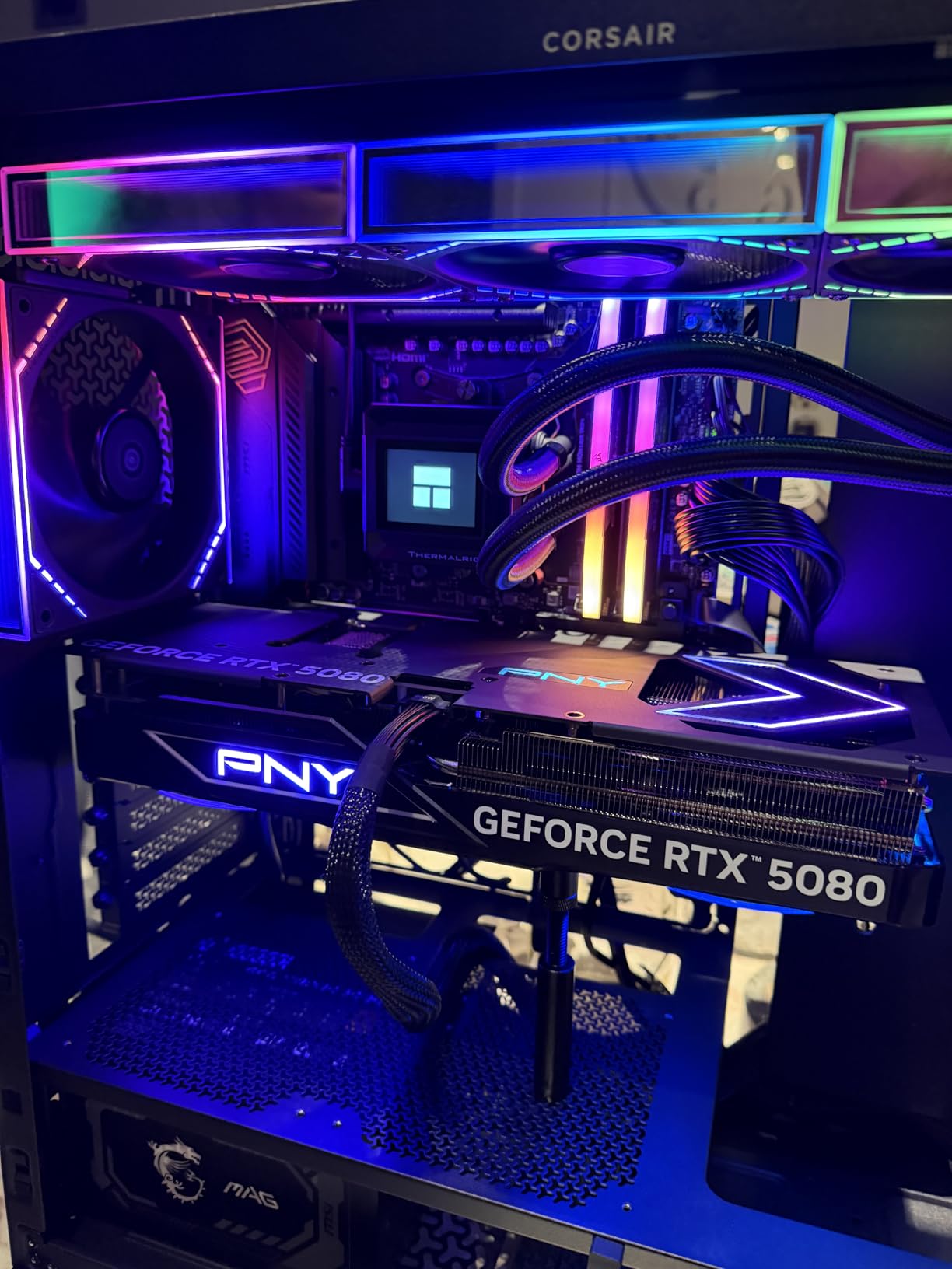 PNY NVIDIA GeForce RTX 5080 Epic-X ARGB OC Triple Fan Graphics Card (16GB GDDR7, 256-bit, PCIe 5.0, NVIDIA Blackwell Architecture, DLSS 4) customer photo 2