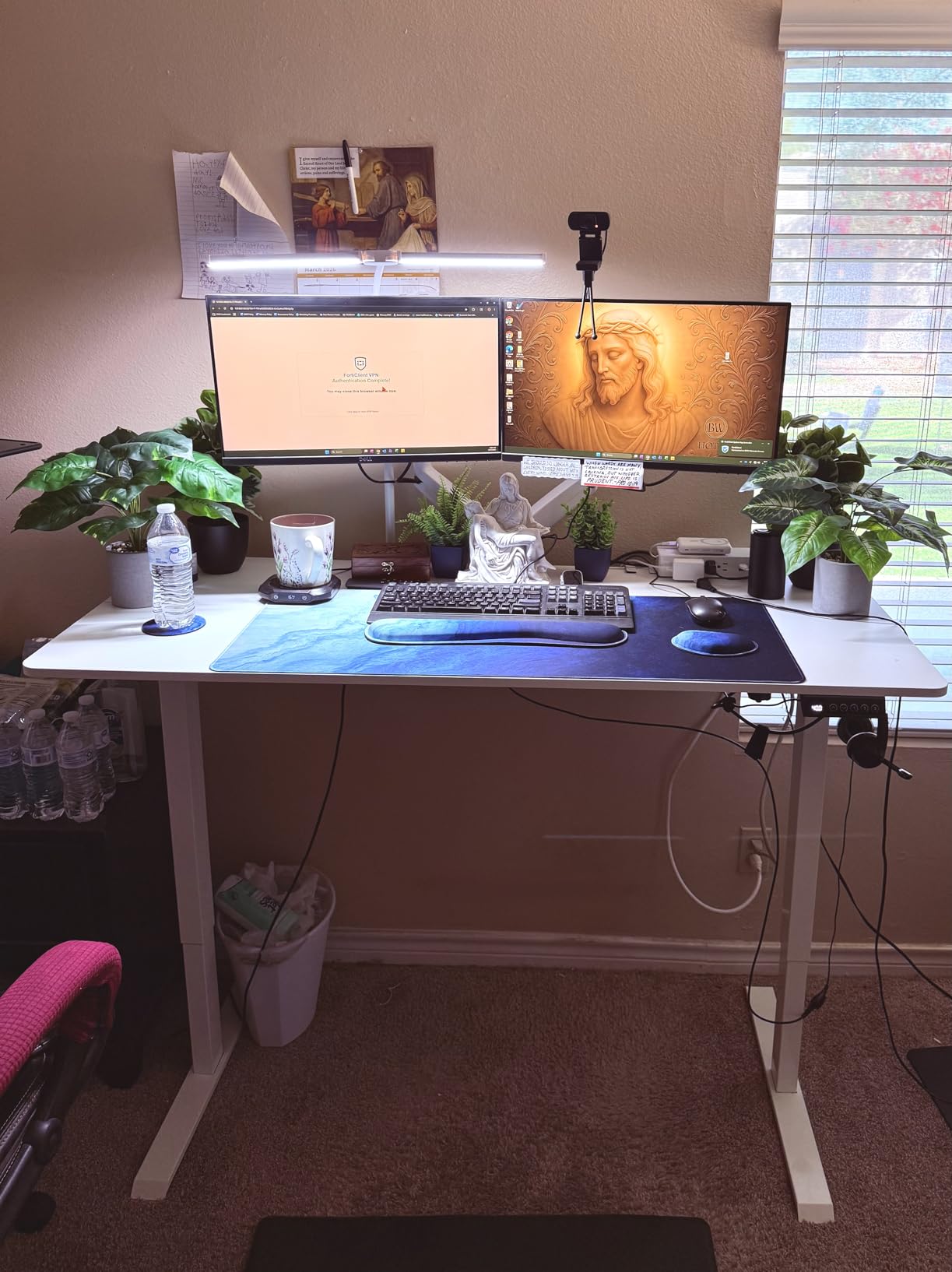 Veken 55 Inch Large Electric Standing Desk, Heights Adjustable, Sit to Stand Up, Work Home Office Computer Table for Study, Walking Pad, Writing, and Games, Wooden Desktop Desks, Brown customer photo 2
